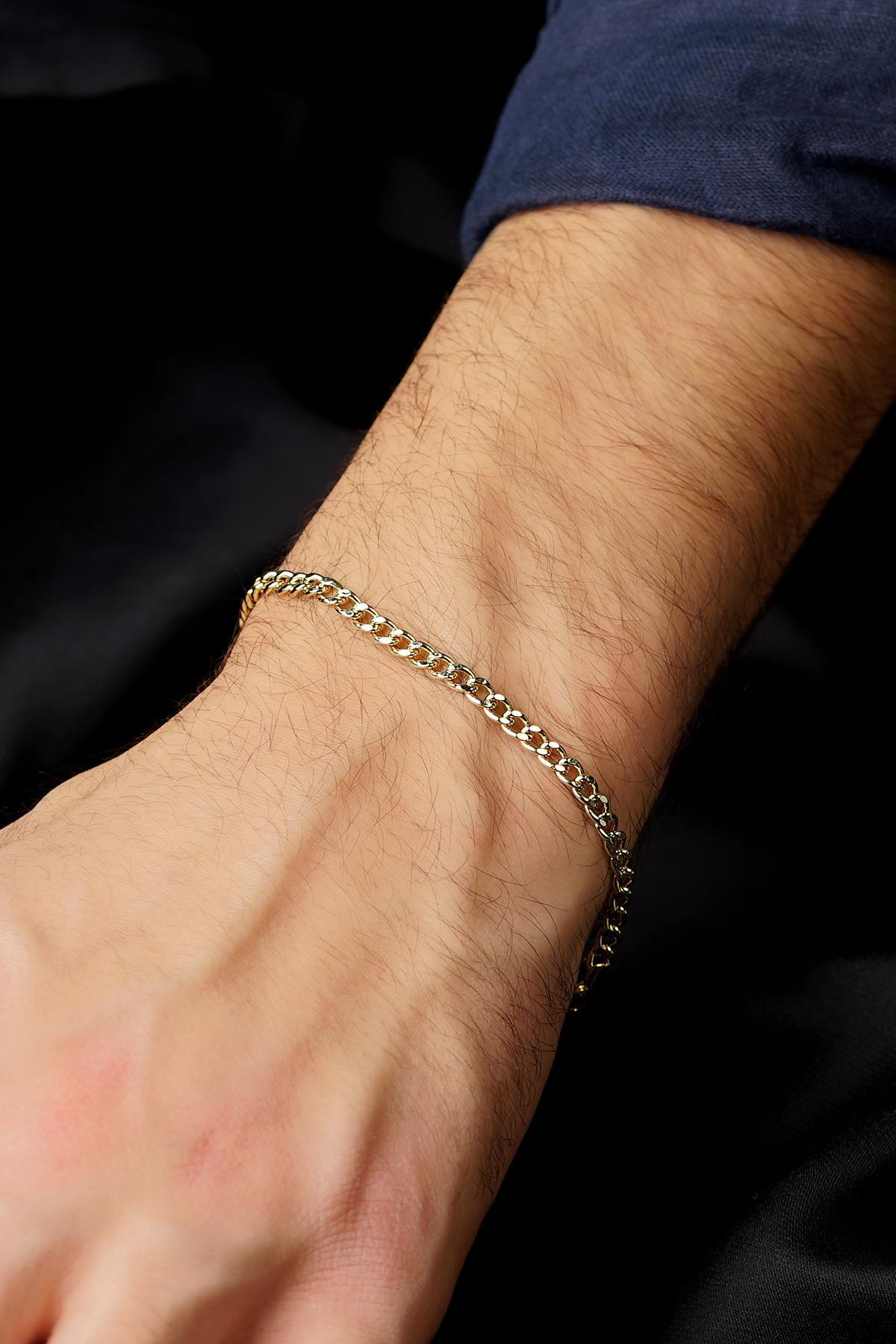 14 Ayar Altın Gurmet Zincir Erkek Bileklik - Fiyonk Kuyumculuk