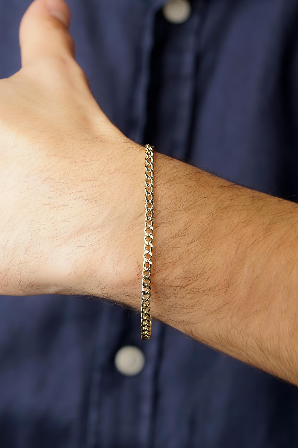 14 Ayar Altın Gurmet Zincir Erkek Bileklik - Fiyonk Kuyumculuk (1)