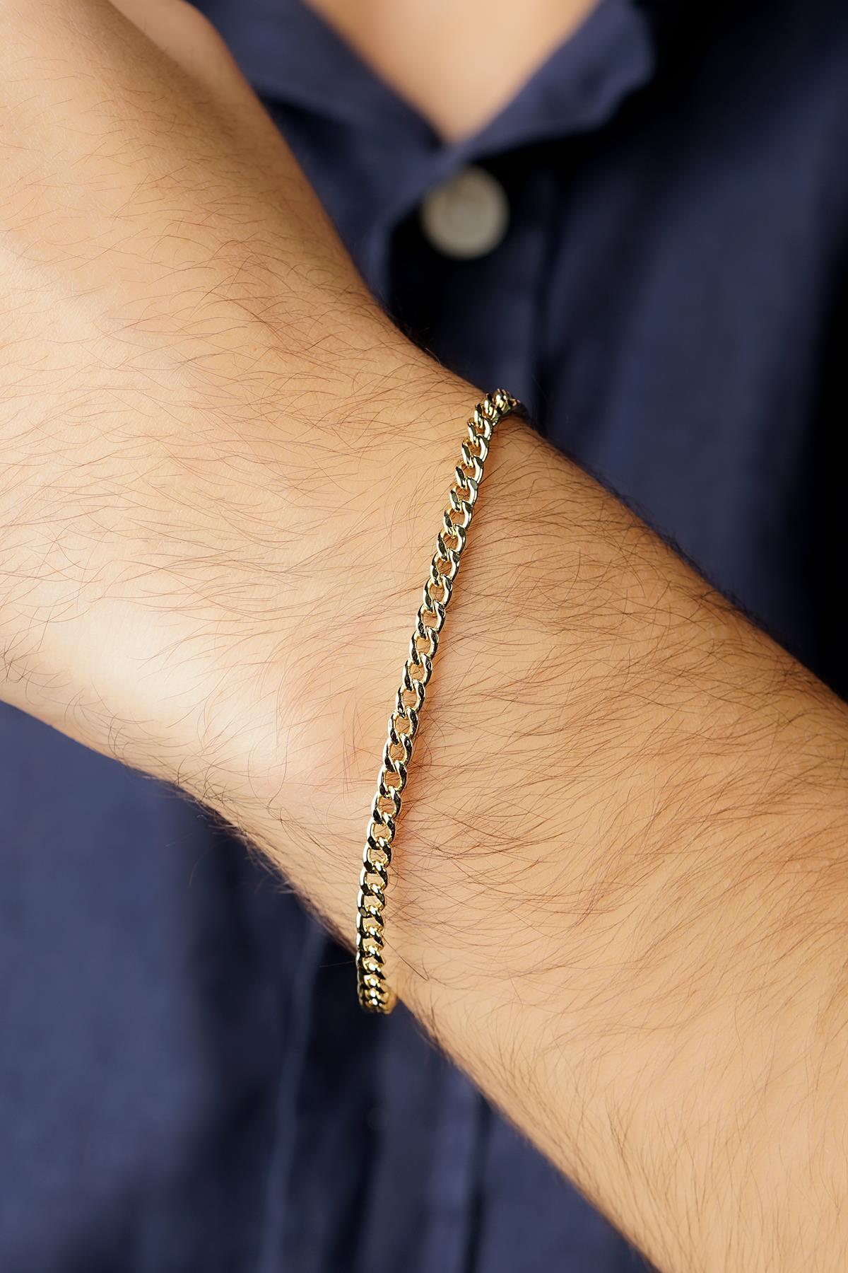 14 Ayar Altın Gurmet Zincir Erkek Bileklik - Fiyonk Kuyumculuk (1)