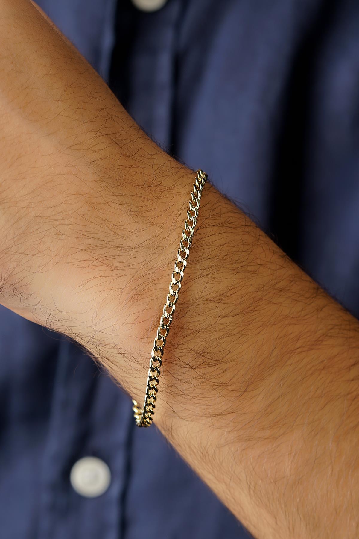 14 Ayar Altın Gurmet Zincir Erkek Bileklik - Fiyonk Kuyumculuk (1)