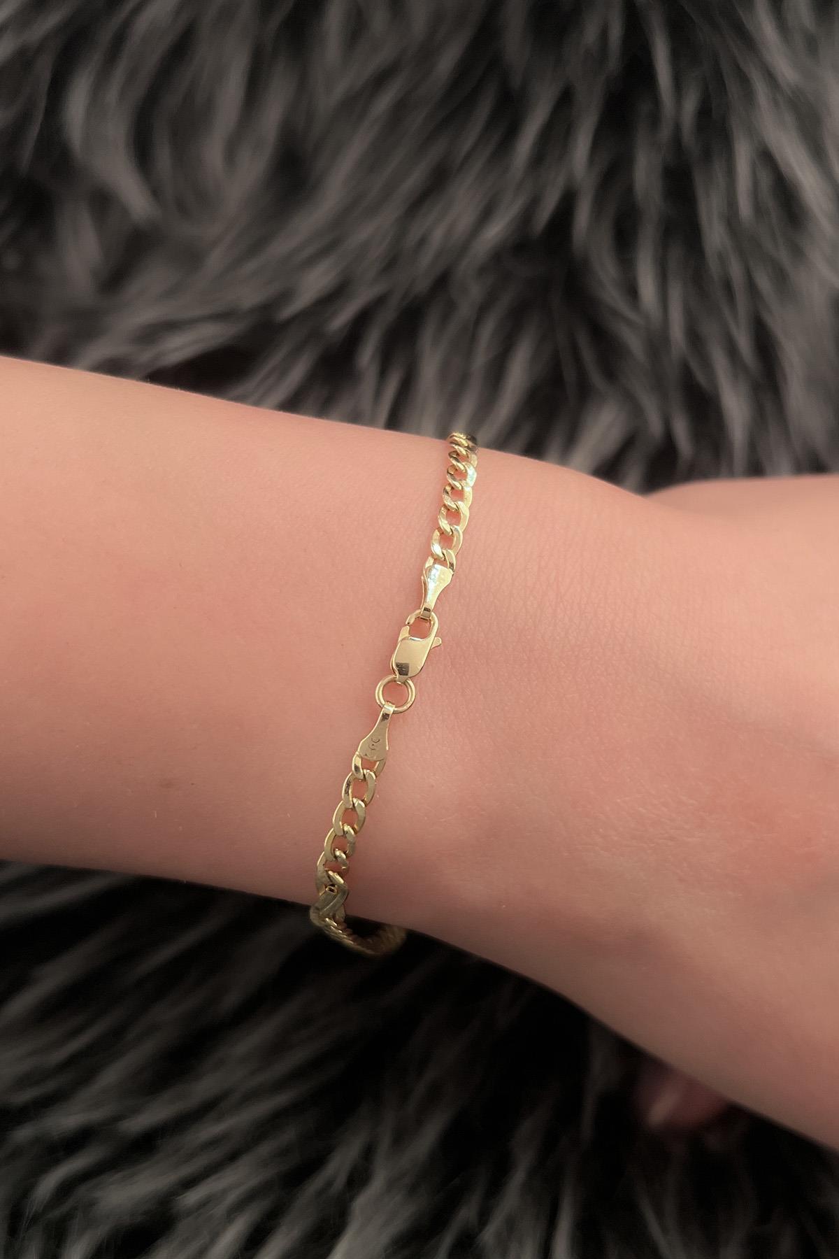 14 Ayar Altın Gurmet Zincirde Fiyonk Detaylı Bileklik - Fiyonk Kuyumculuk (1)