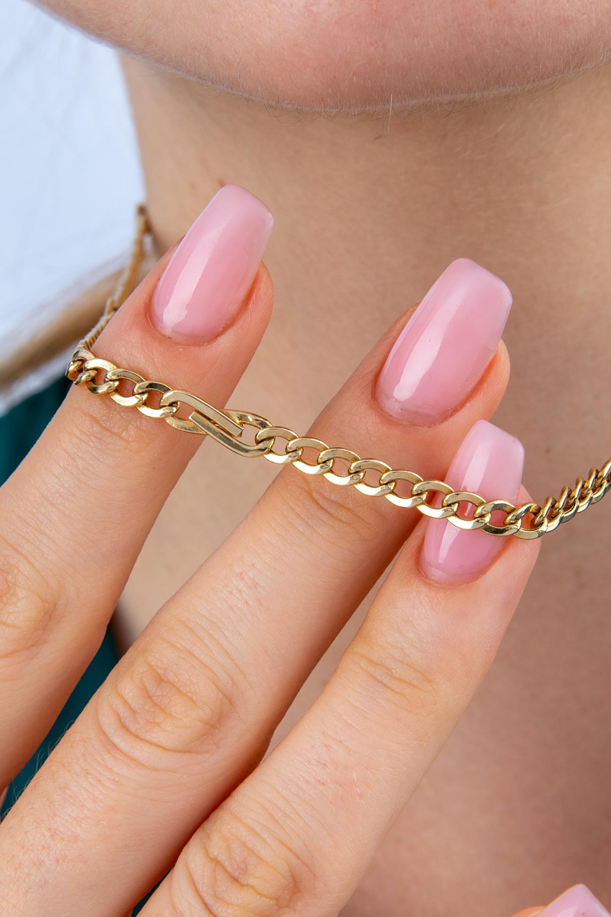 14 Ayar Altın Gurmet Zincirde Fiyonk Detaylı Kolye 3.90 mm - Fiyonk Kuyumculuk (1)