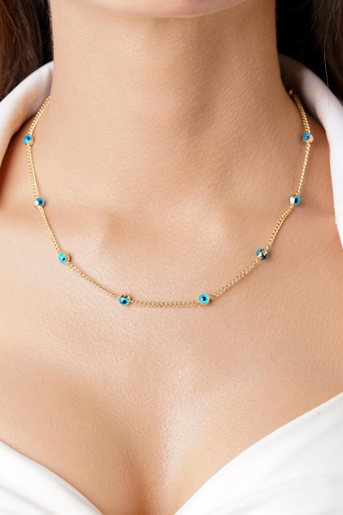 14 Ayar Altın Gurmet Zincirde Göz Detaylı Kolye - Fiyonk Kuyumculuk (1)