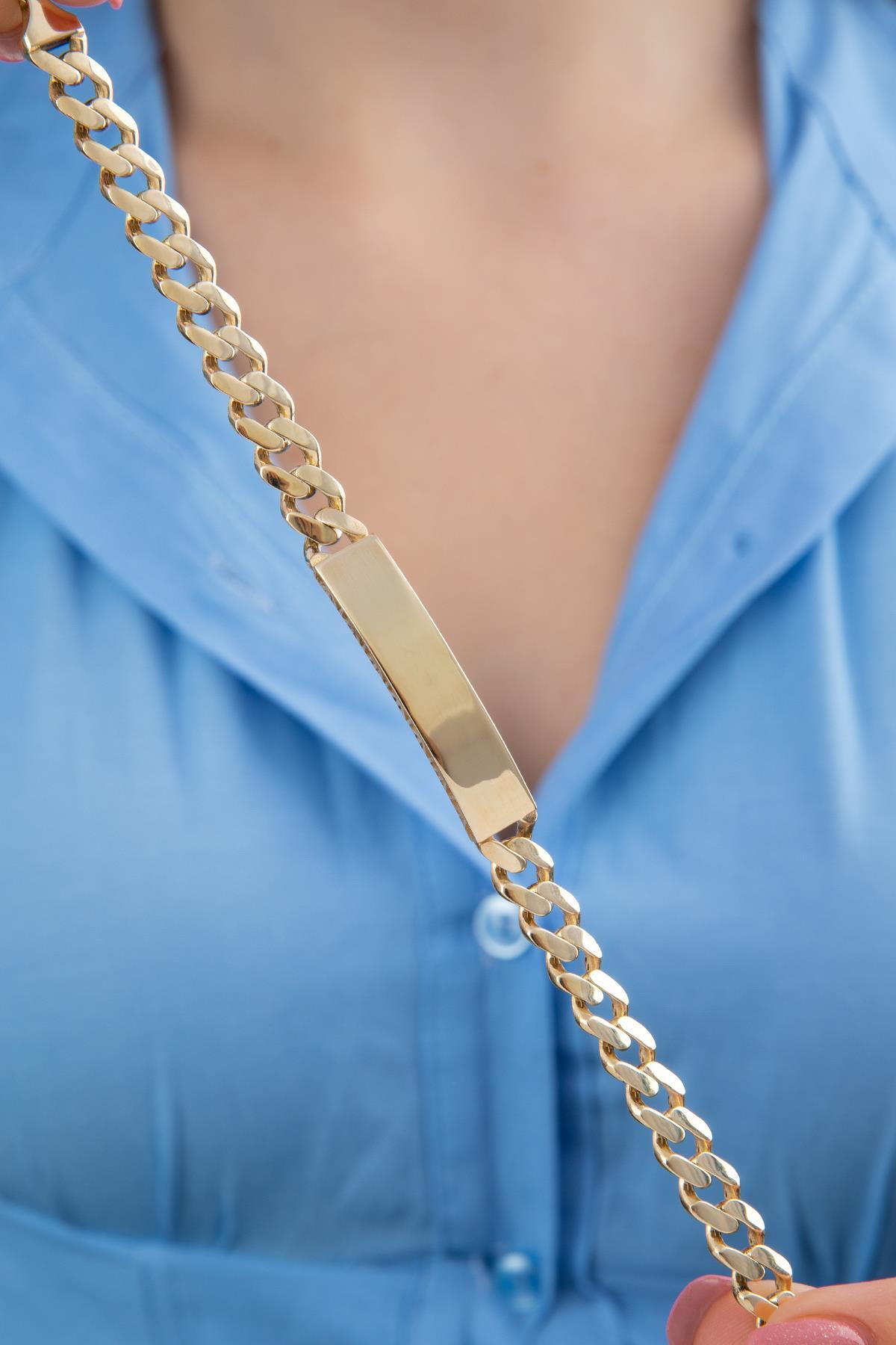 14 Ayar Altın Gurmet Zincirli Künye - Fiyonk Kuyumculuk