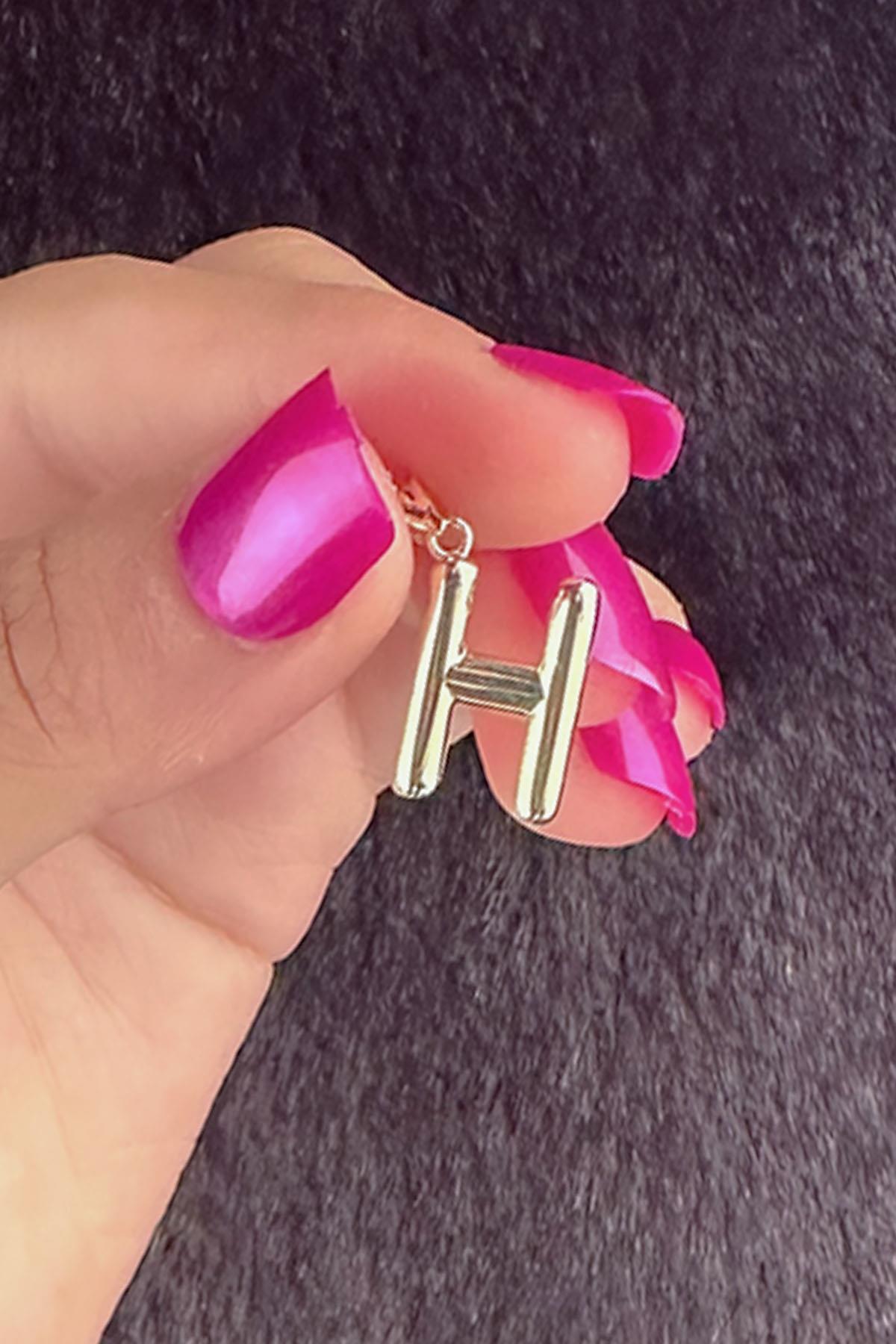 14 Ayar Altın H Harf Kolye Ucu - Fiyonk Kuyumculuk