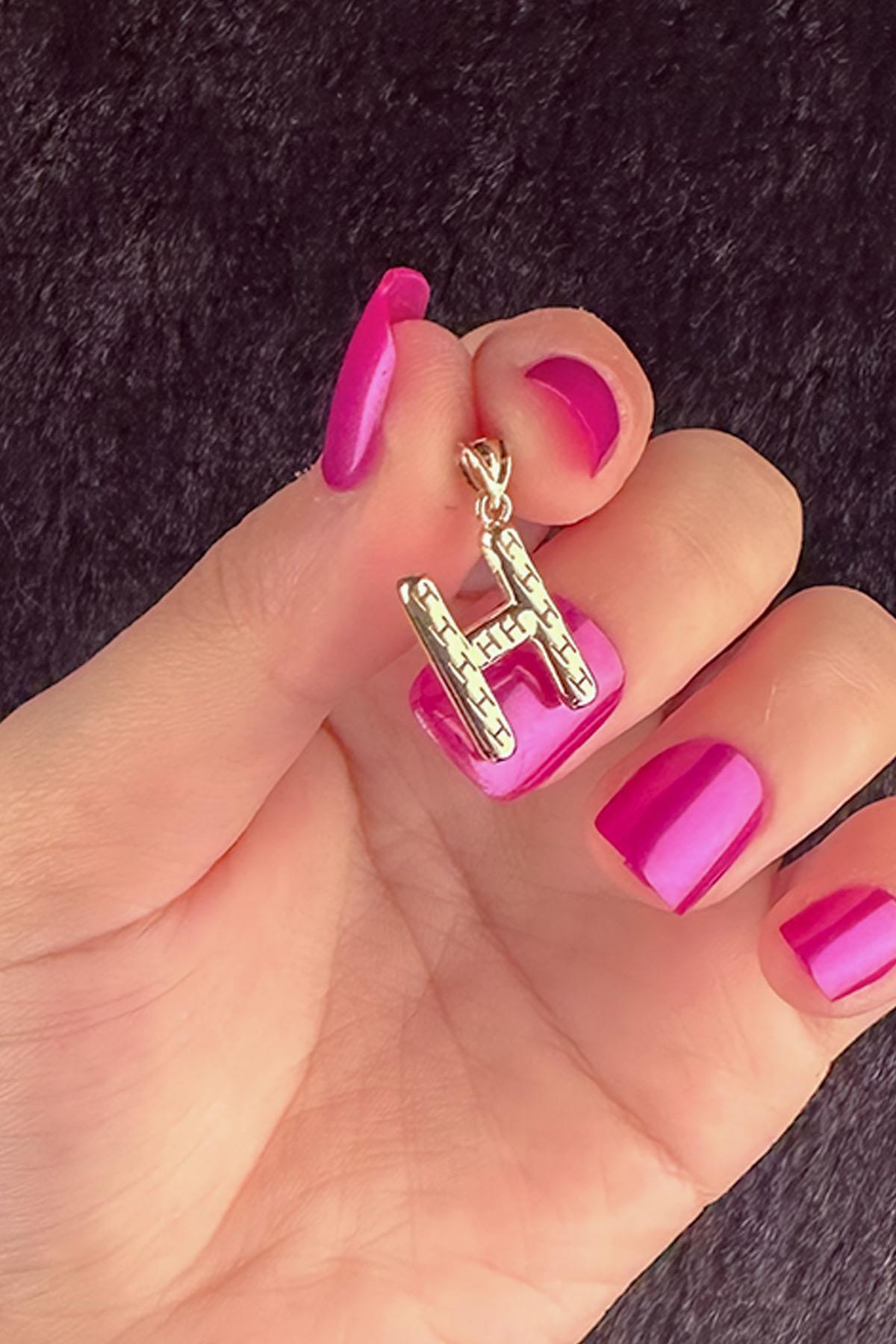 14 Ayar Altın H Harf Kolye Ucu - Fiyonk Kuyumculuk (1)