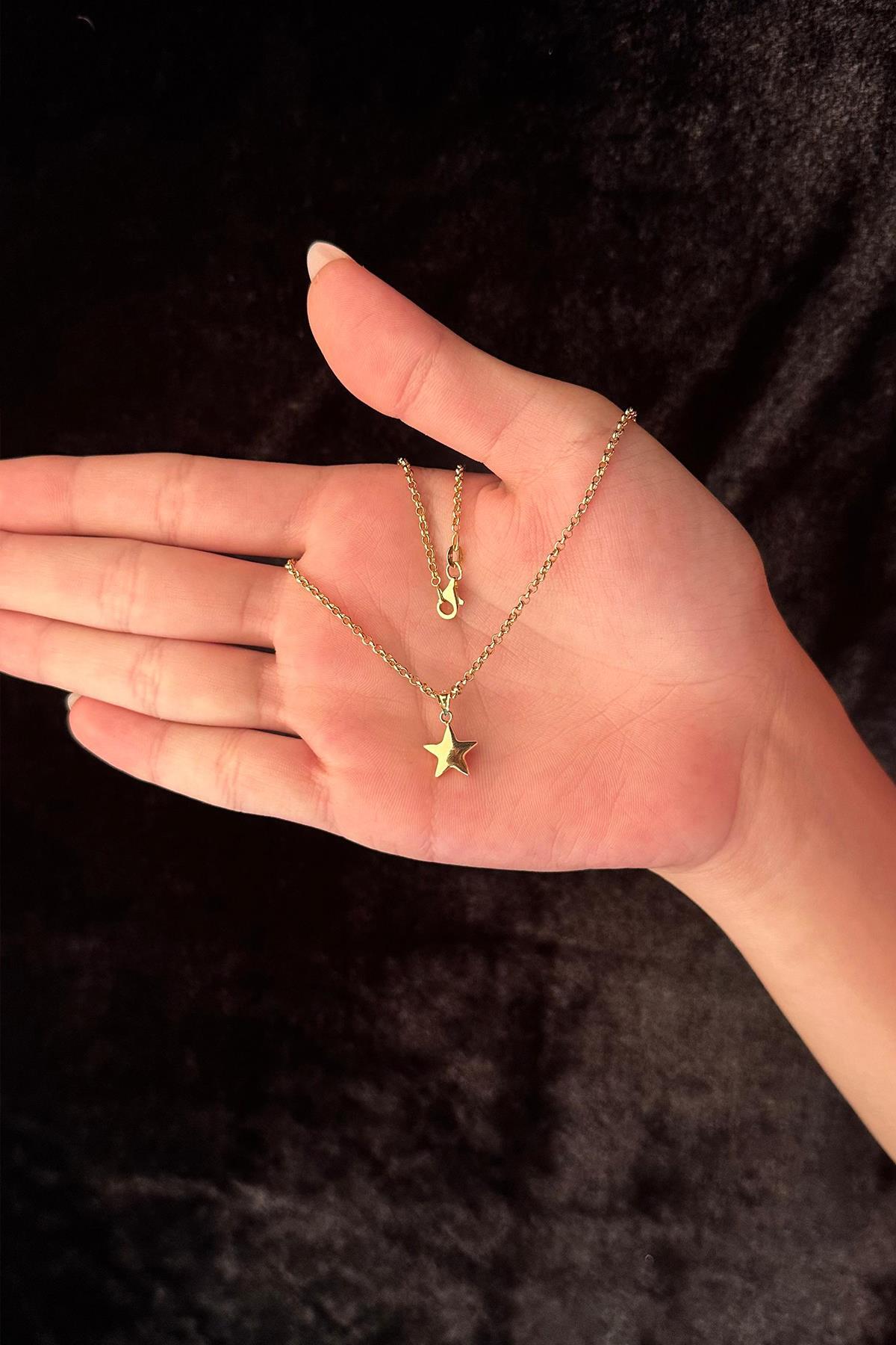 14 Ayar Altın Halka Doch Zincir Yıldız Kolye - Fiyonk Kuyumculuk (1)