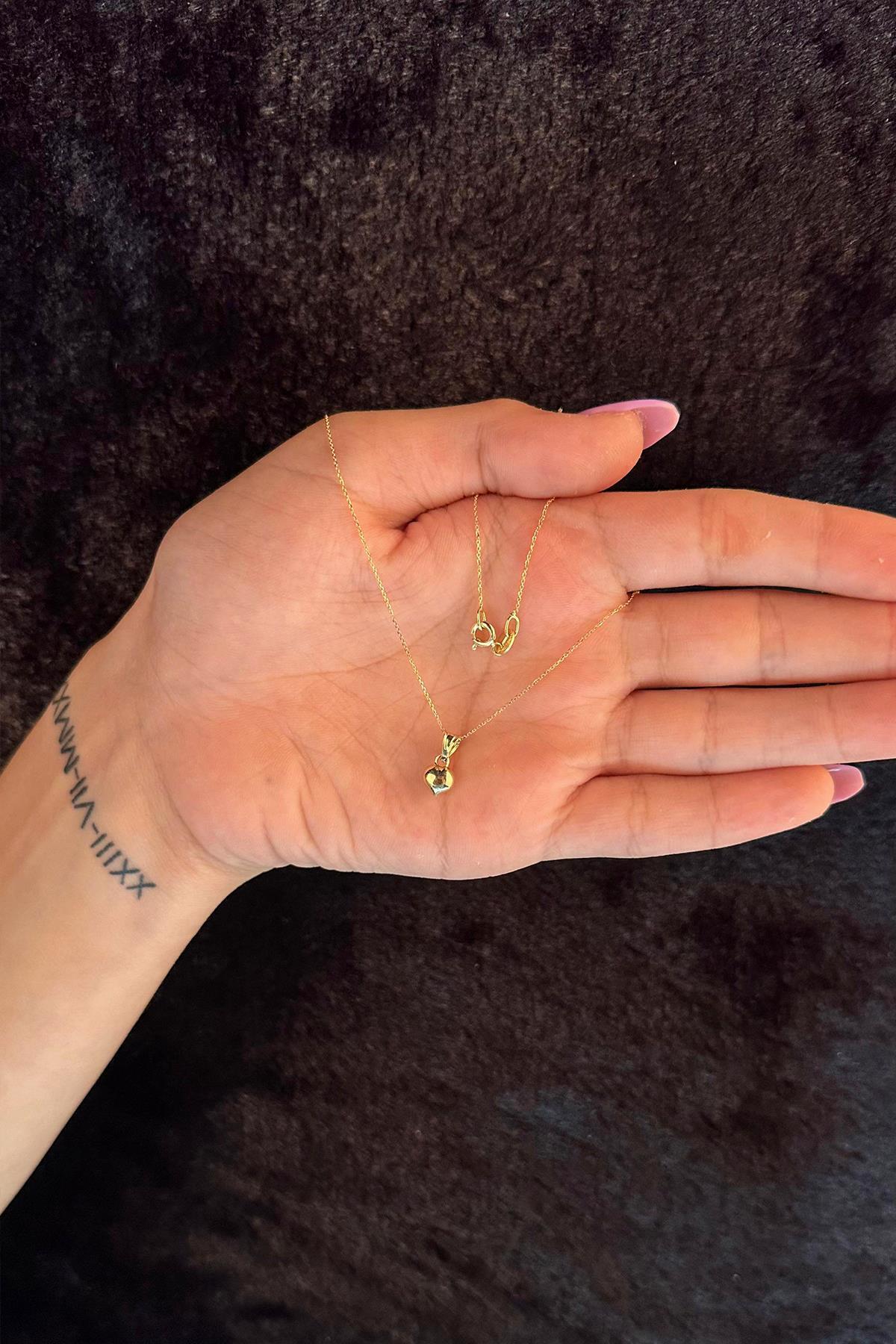14 Ayar Altın Hayalet Zincir Kalp Kolye - Fiyonk Kuyumculuk (1)