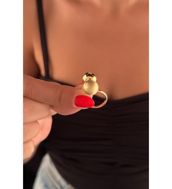 14 Ayar Altın İkiz Topcuklar Yüzük - Fiyonk Kuyumculuk (1)