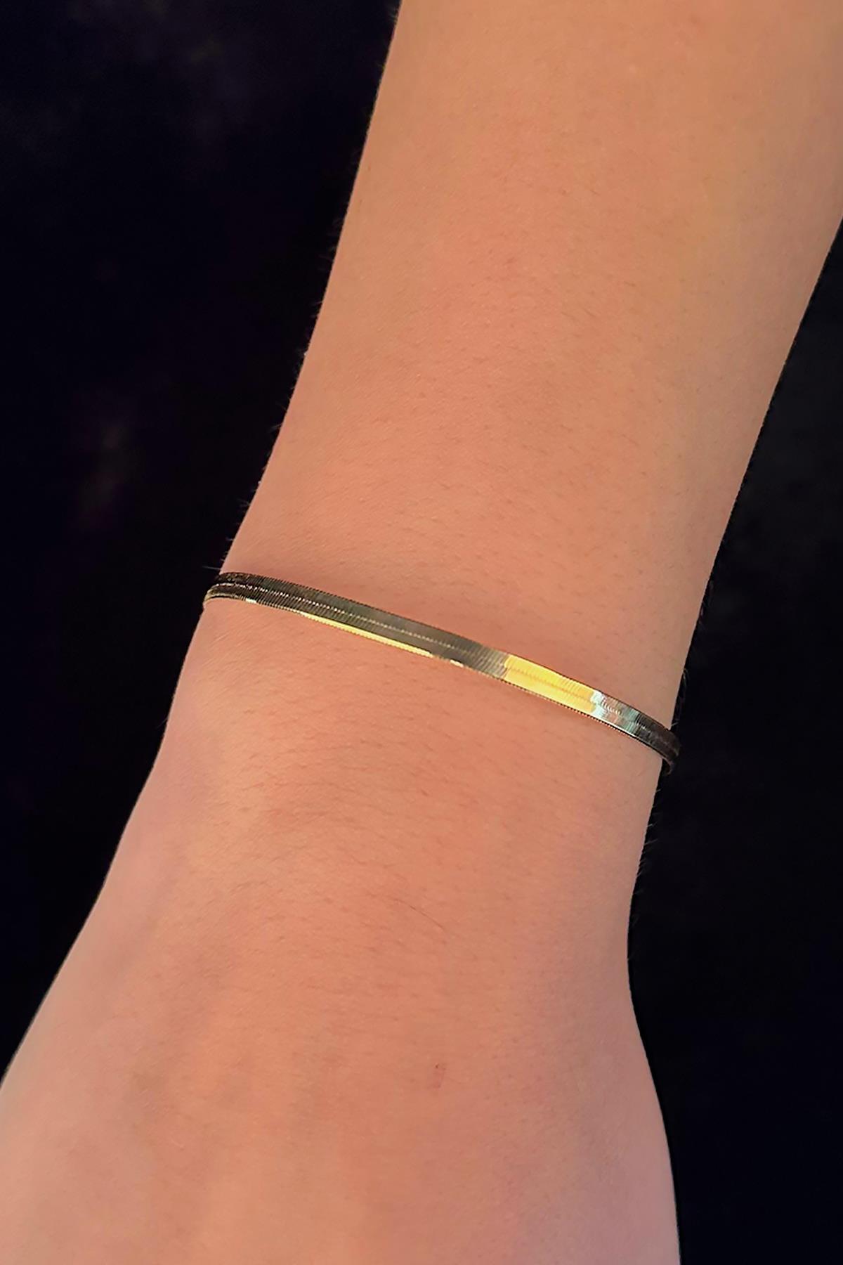 14 Ayar Altın İnce İtalyan Ezme Bileklik 3.05 mm - Fiyonk Kuyumculuk