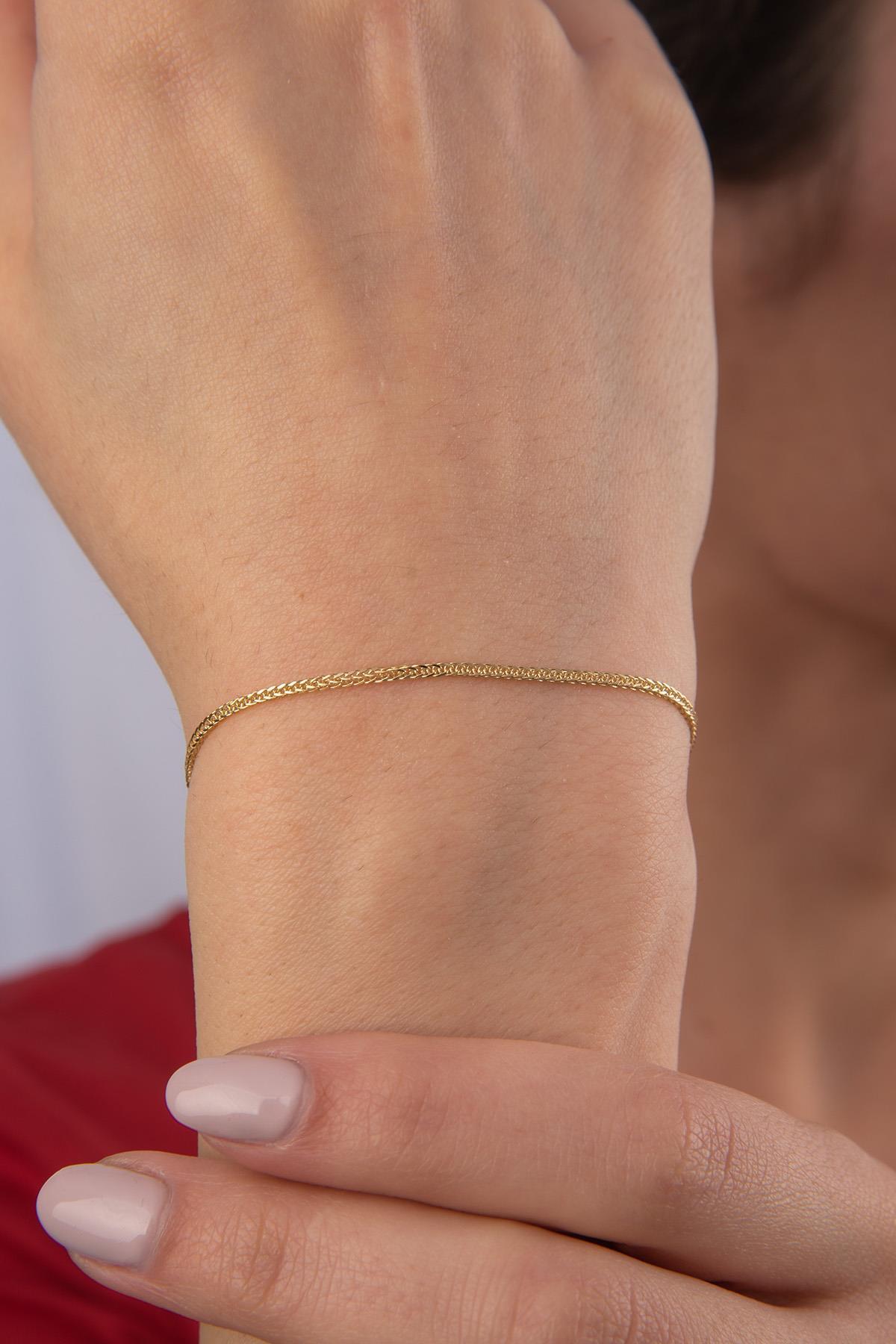 14 Ayar Altın İpek Zincir Bileklik 1.60 mm - Fiyonk Kuyumculuk (1)