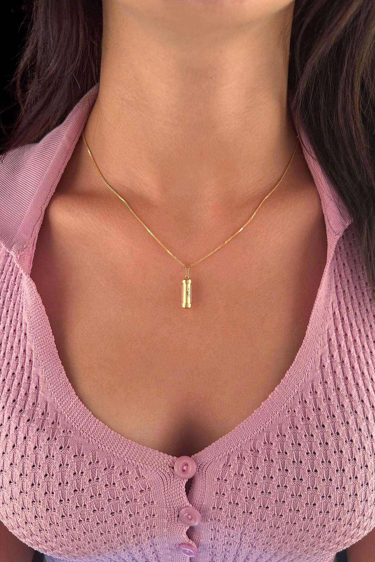 14 Ayar Altın İpek Zincir Cevşen Uçlu Kolye - Fiyonk Kuyumculuk (1)