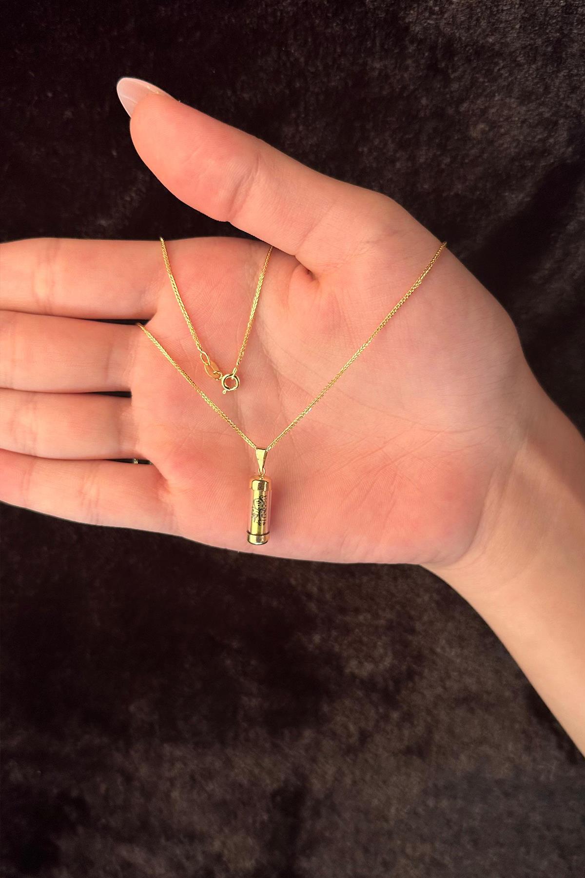 14 Ayar Altın İpek Zincir Cevşen Uçlu Kolye - Fiyonk Kuyumculuk (1)