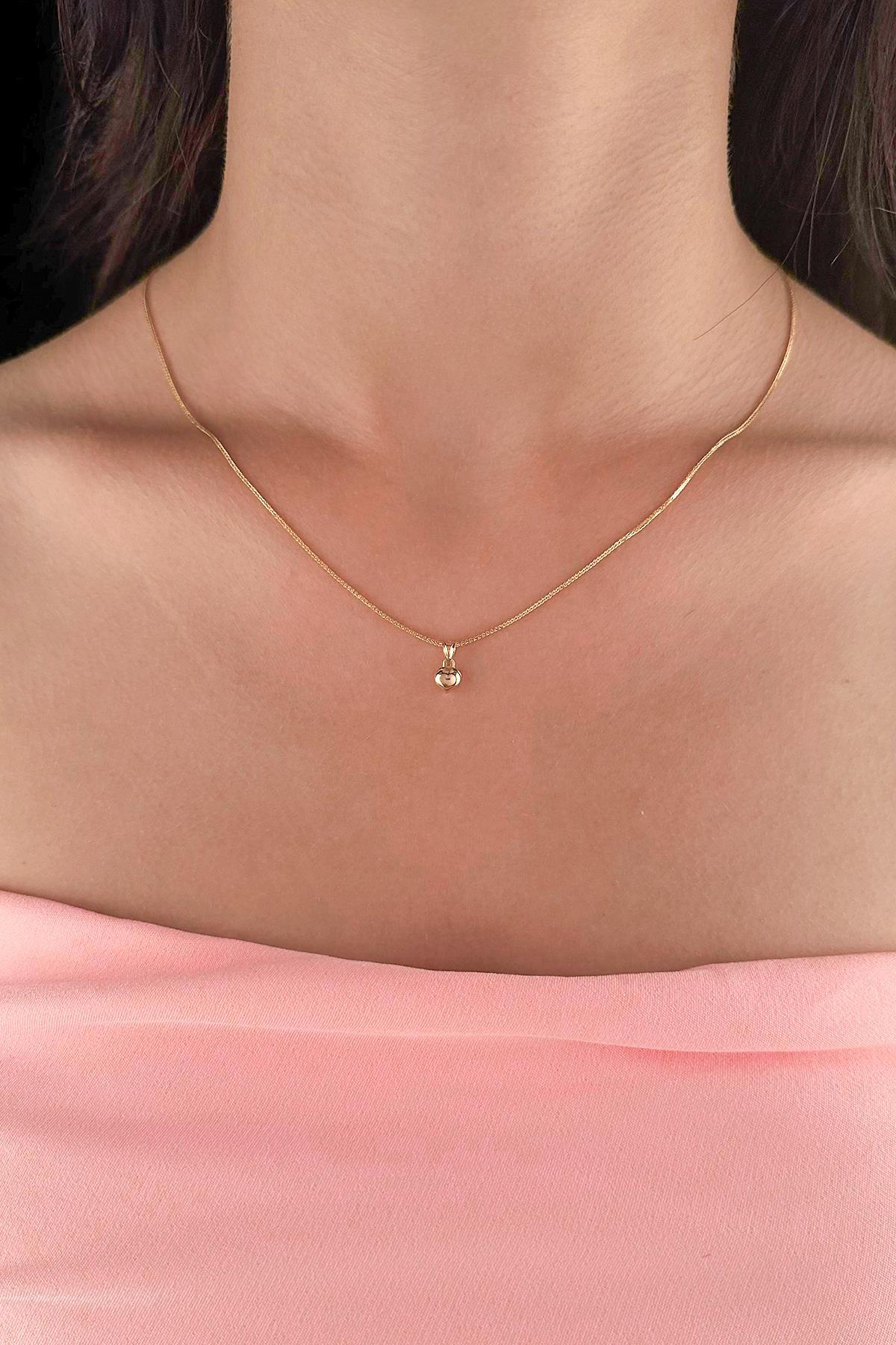 14 Ayar Altın İpek Zincir Kalp Kolye - Fiyonk Kuyumculuk (1)