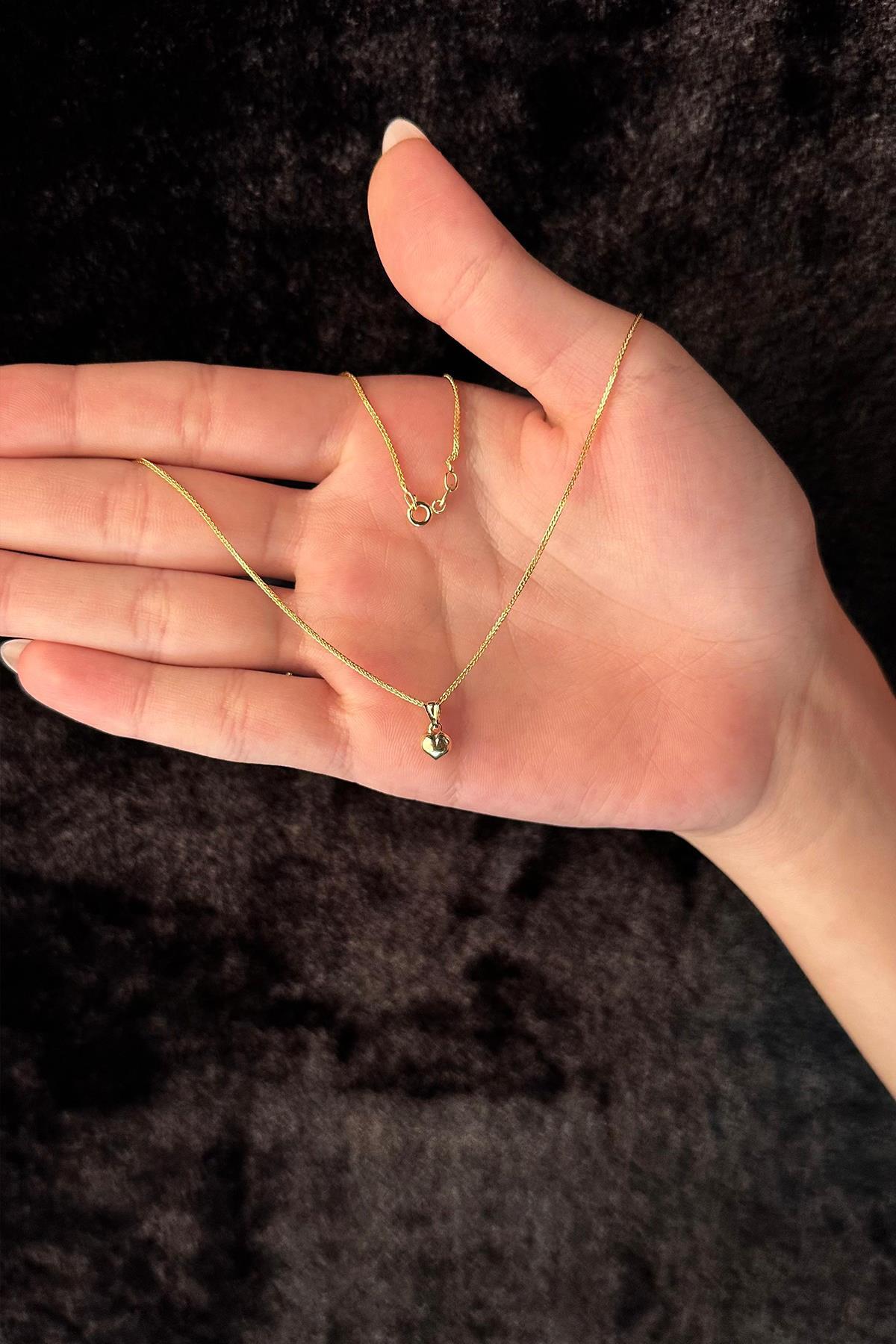 14 Ayar Altın İpek Zincir Kalp Kolye - Fiyonk Kuyumculuk (1)