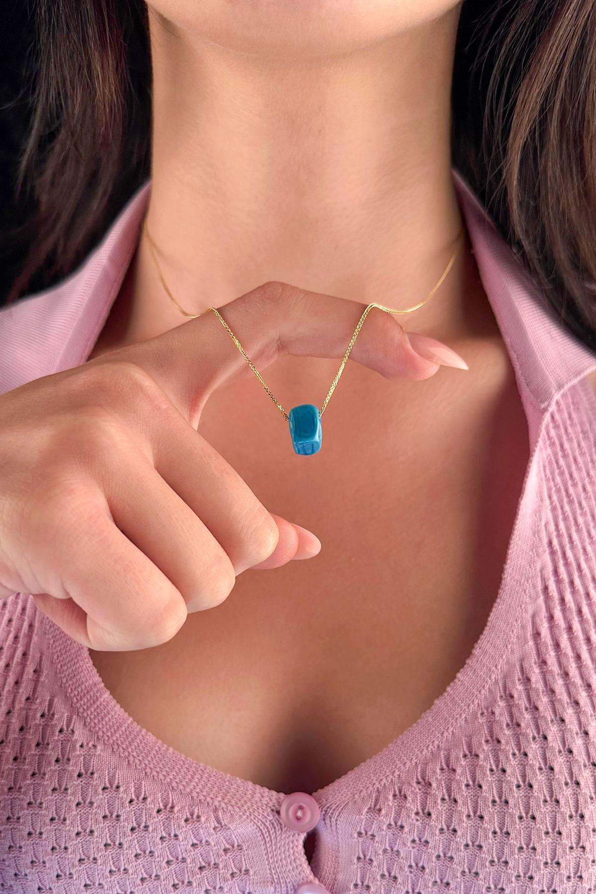 14 Ayar Altın İpek Zincir Uğurlu Kolye - Fiyonk Kuyumculuk (1)