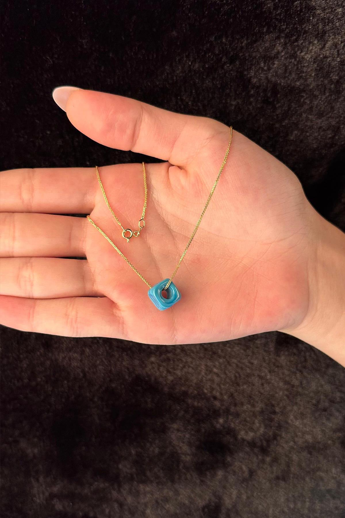 14 Ayar Altın İpek Zincir Uğurlu Kolye - Fiyonk Kuyumculuk (1)