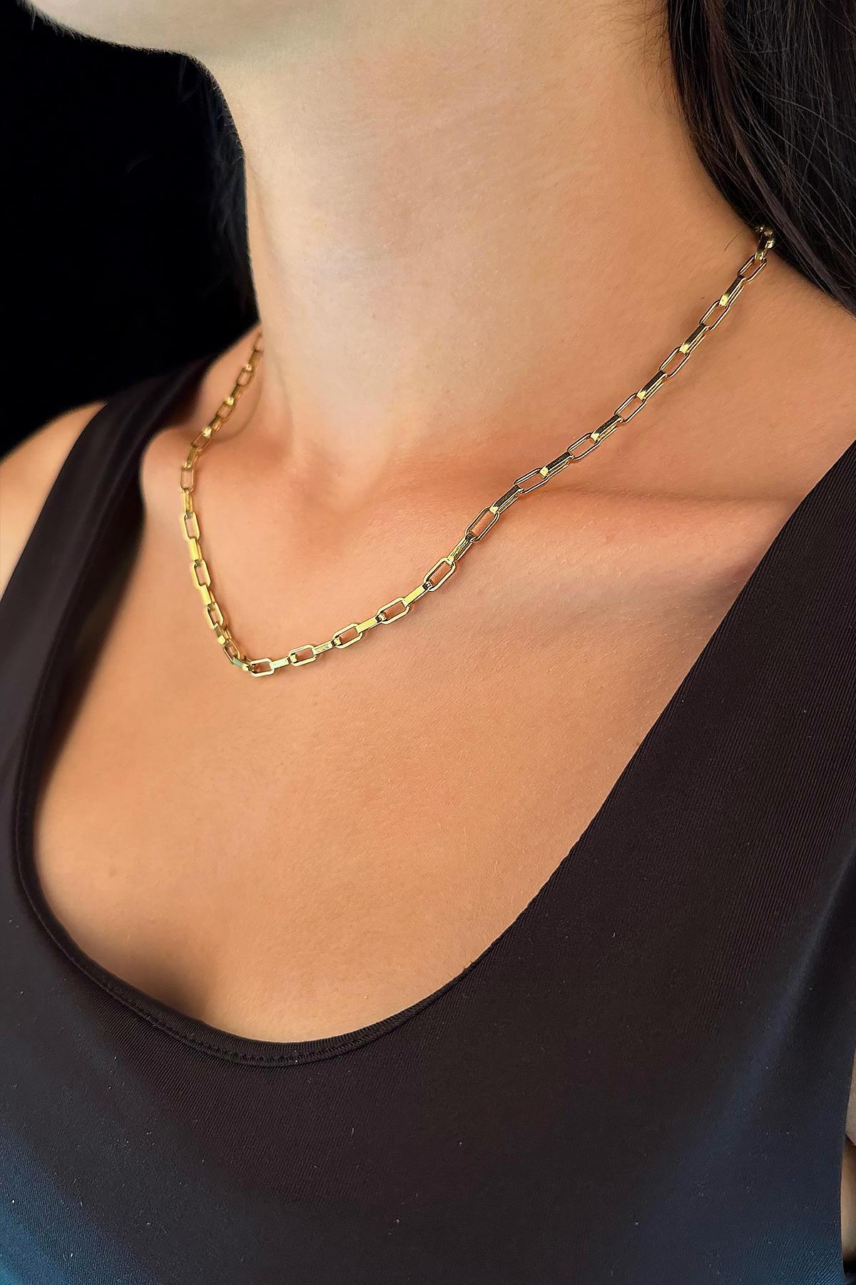 14 Ayar Altın Işıltılı Ataç Kolye 3.80 mm - Fiyonk Kuyumculuk