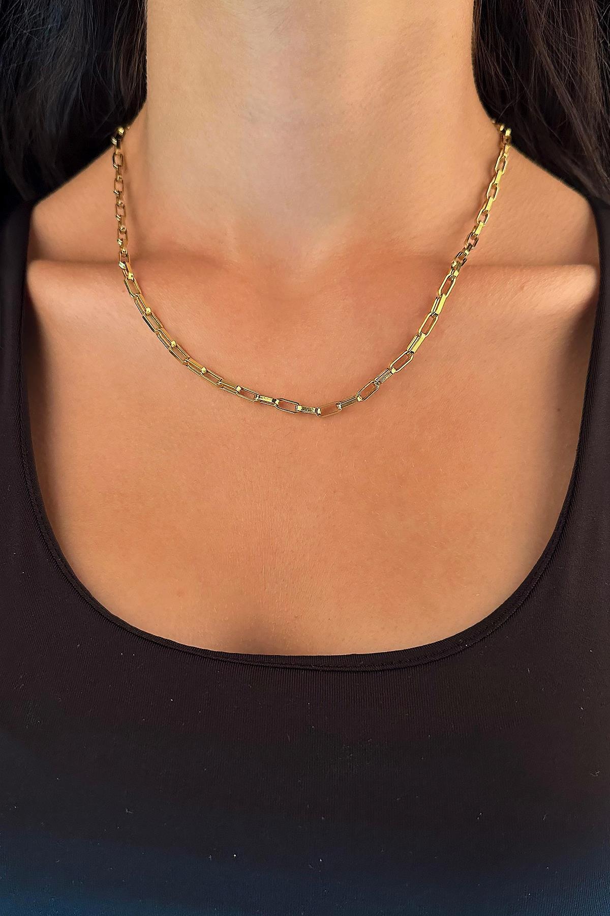 14 Ayar Altın Işıltılı Ataç Kolye 3.80 mm - Fiyonk Kuyumculuk (1)