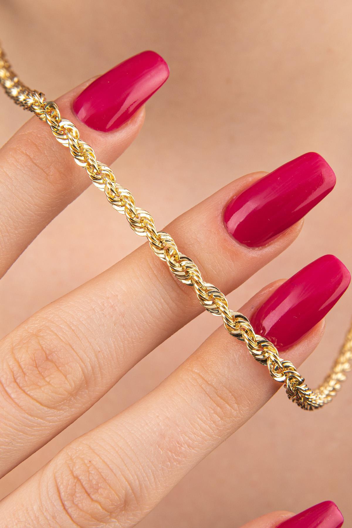 14 Ayar Altın Işıltılı Burgu Halat Zincir Kolye 3.90 mm - Fiyonk Kuyumculuk (1)