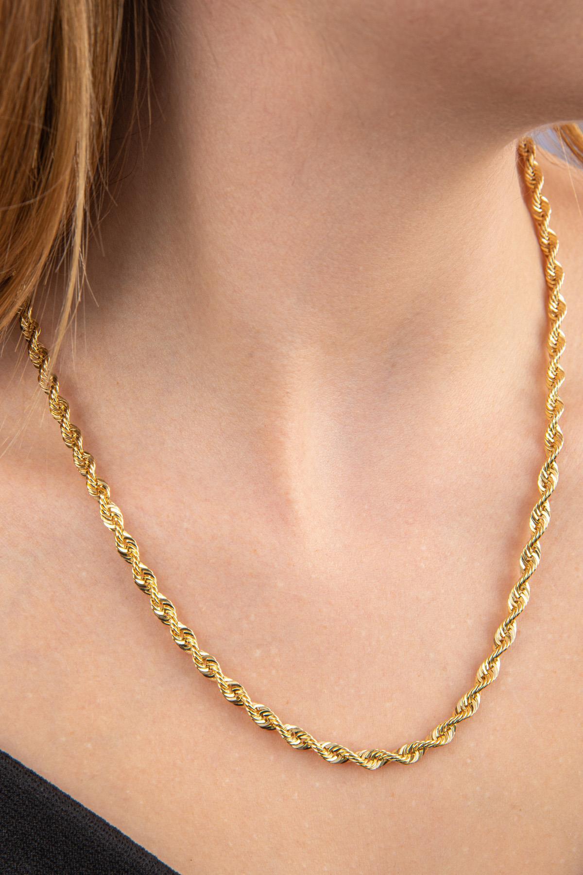 14 Ayar Altın Işıltılı Burgu Halat Zincir Kolye 4.40 mm - Fiyonk Kuyumculuk