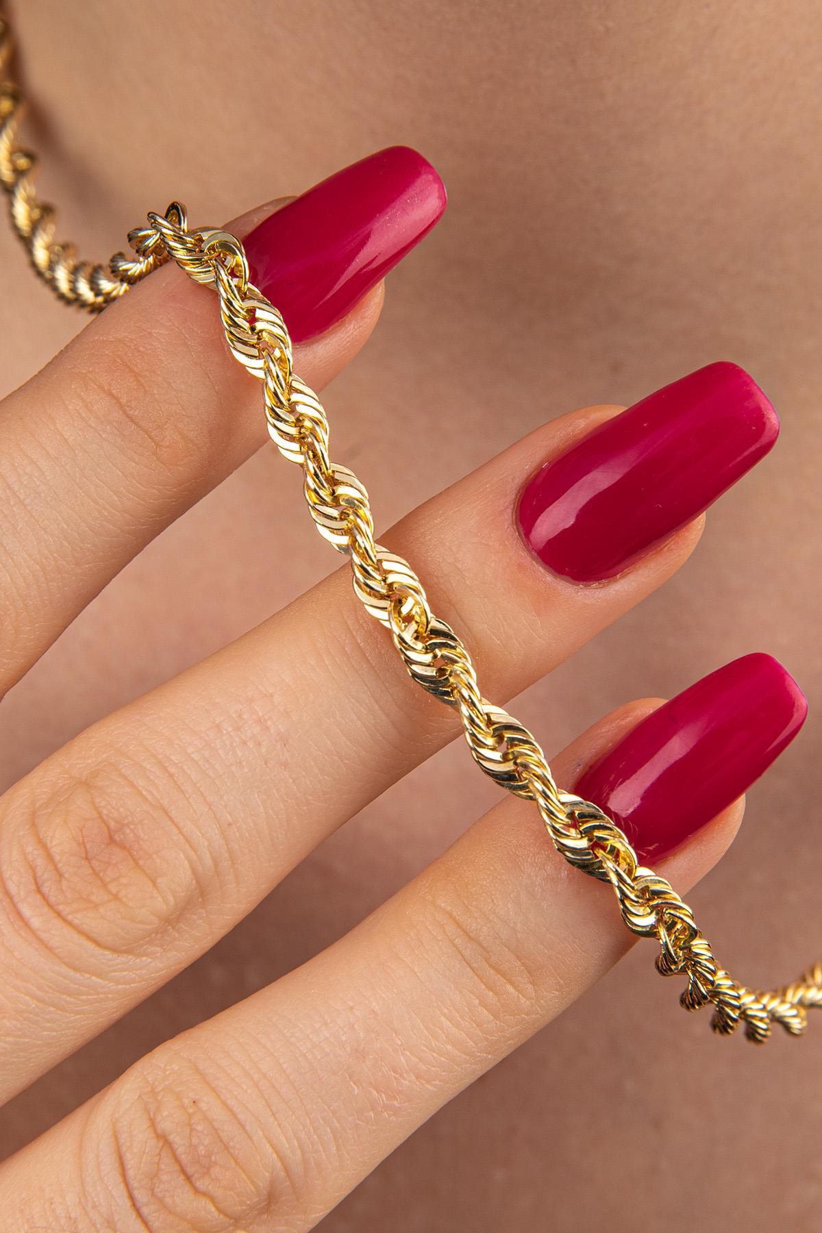 14 Ayar Altın Işıltılı Burgu Halat Zincir Kolye 4.40 mm - Fiyonk Kuyumculuk (1)