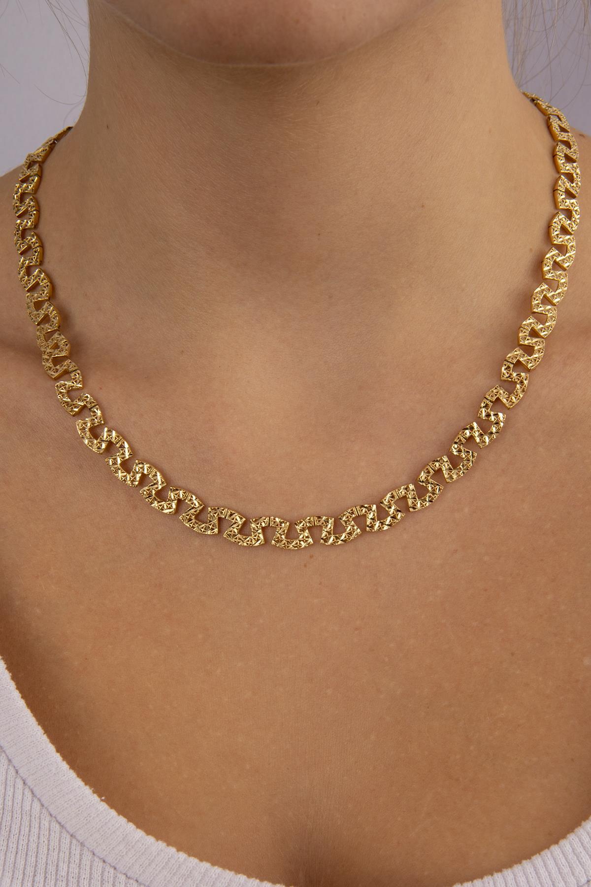 14 Ayar Altın Işıltılı Greek Kolye - Fiyonk Kuyumculuk (1)