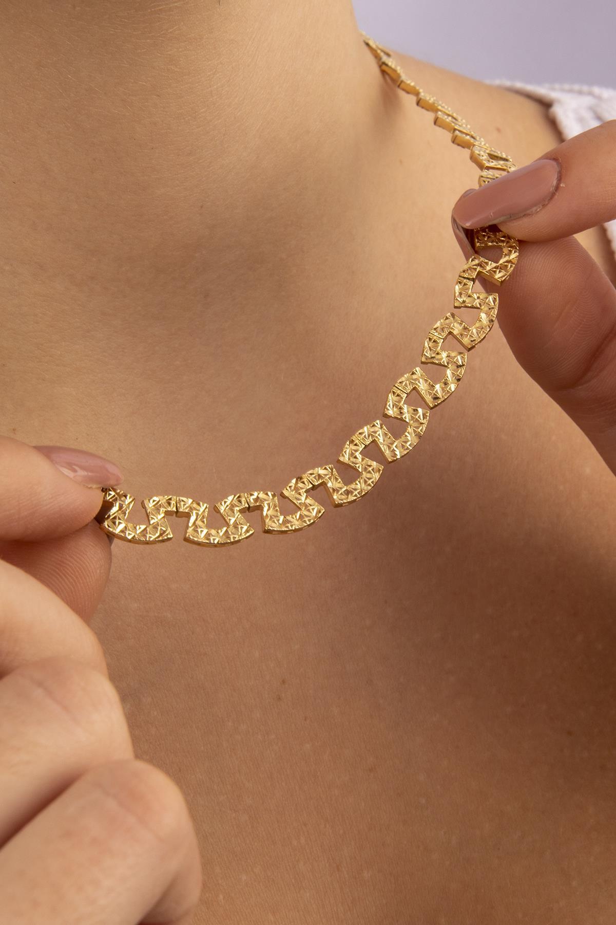 14 Ayar Altın Işıltılı Greek Kolye - Fiyonk Kuyumculuk (1)