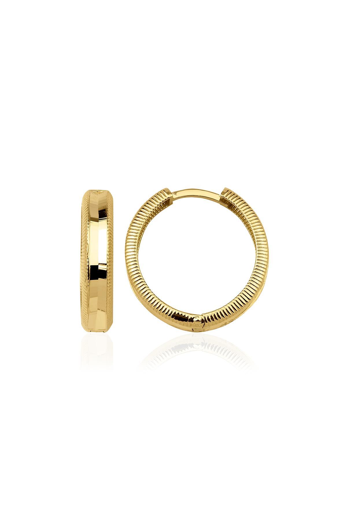 14 Ayar Altın Işıltılı Halka Küpe 3 - Fiyonk Kuyumculuk