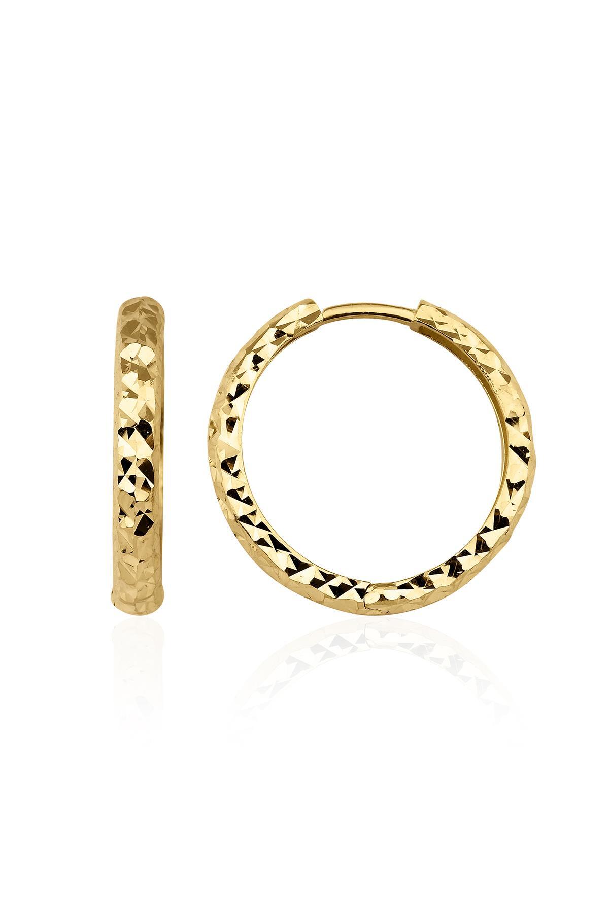 14 Ayar Altın Işıltılı Halka Küpe 5 - Fiyonk Kuyumculuk