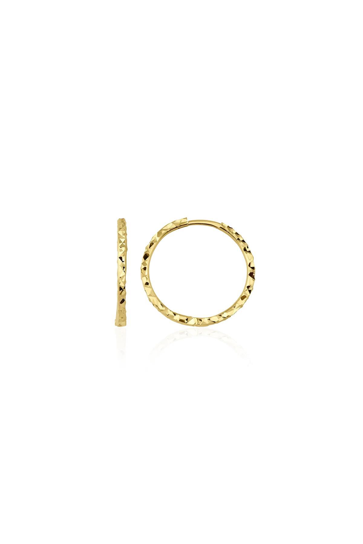 14 Ayar Altın Işıltılı Halka Küpe No:1