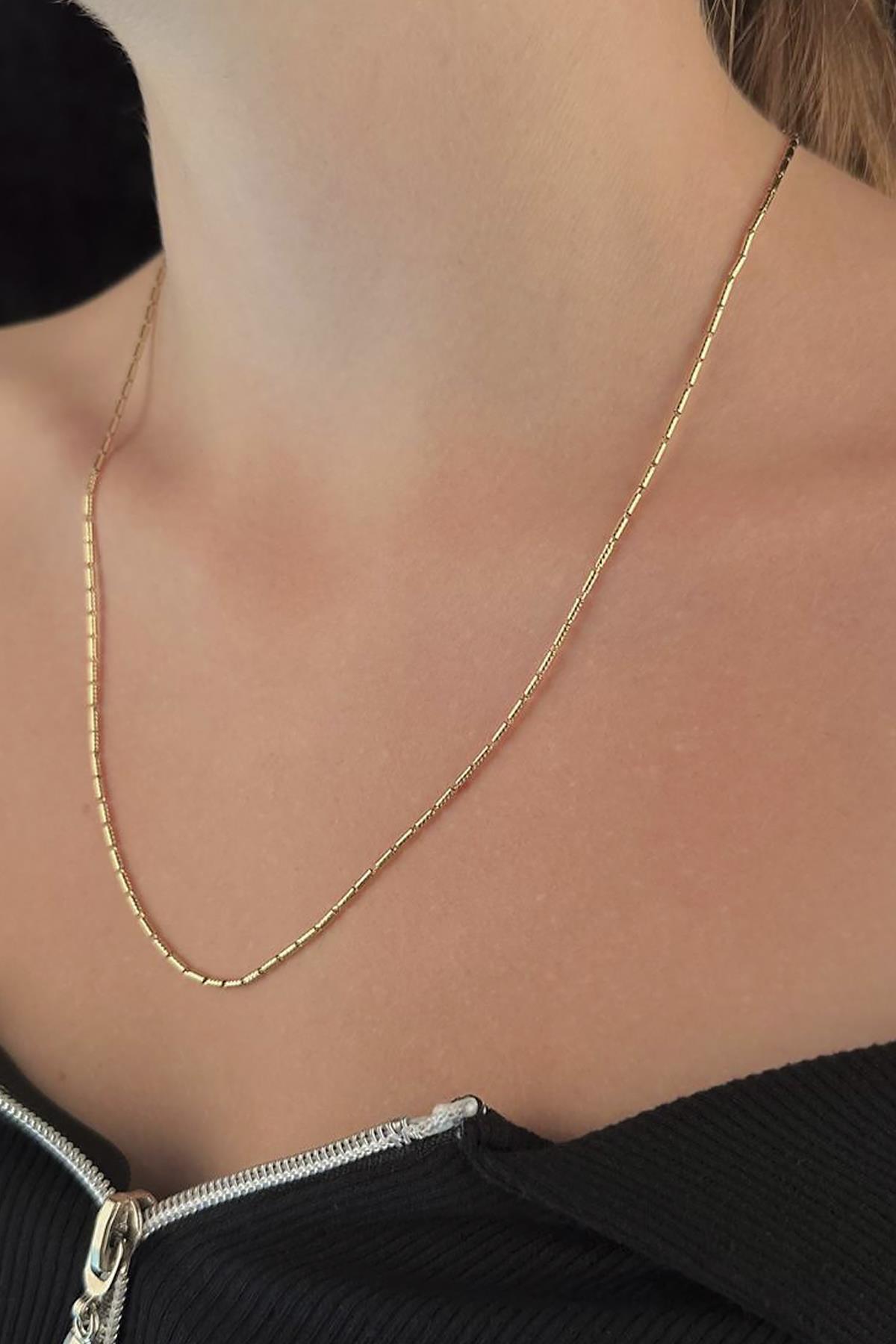 14 Ayar Altın Işıltılı İritsel Kolye - Fiyonk Kuyumculuk