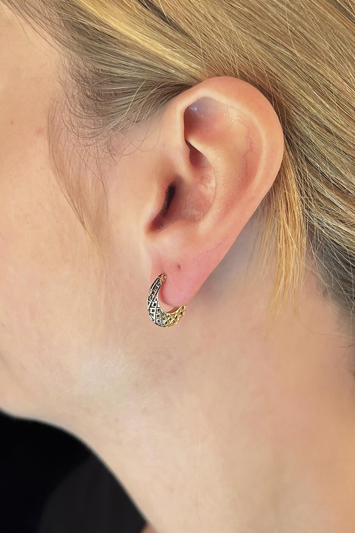 14 Ayar Altın Işıltılı Miya Küpe - Fiyonk Kuyumculuk