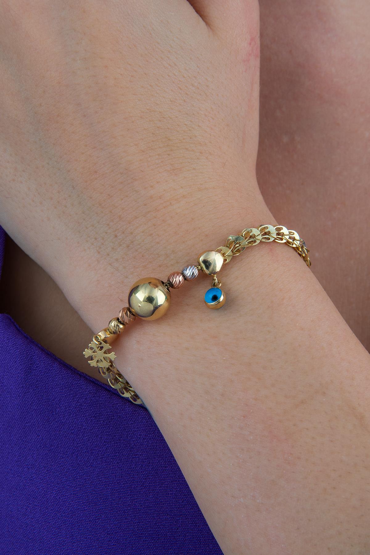 14 Ayar Altın Işıltılı Modern Bileklik - Fiyonk Kuyumculuk (1)