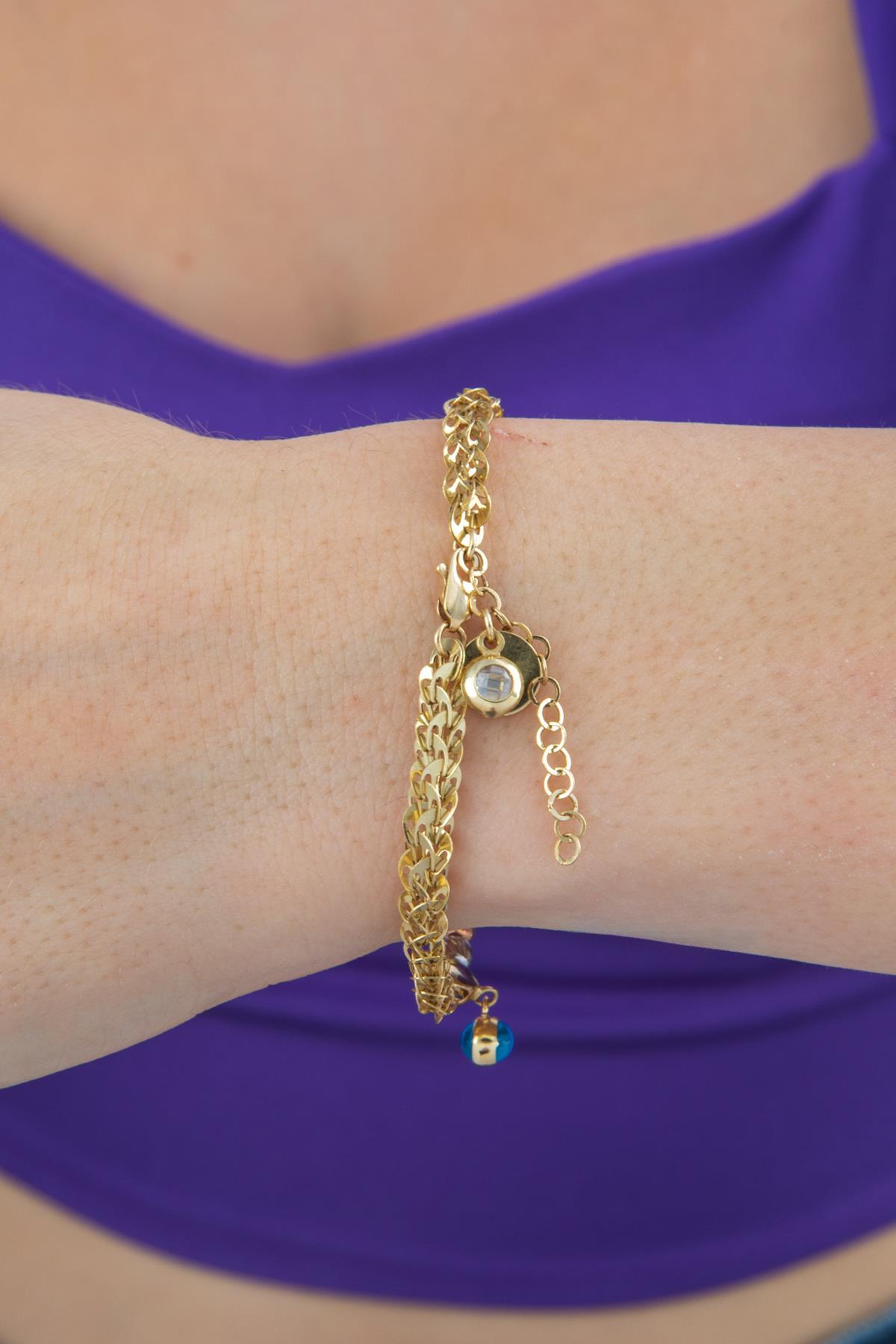 14 Ayar Altın Işıltılı Modern Bileklik - Fiyonk Kuyumculuk (1)