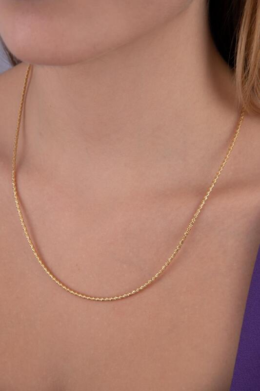 14 Ayar Altın Işıltılı Modern Dorika Kolye - Fiyonk Kuyumculuk