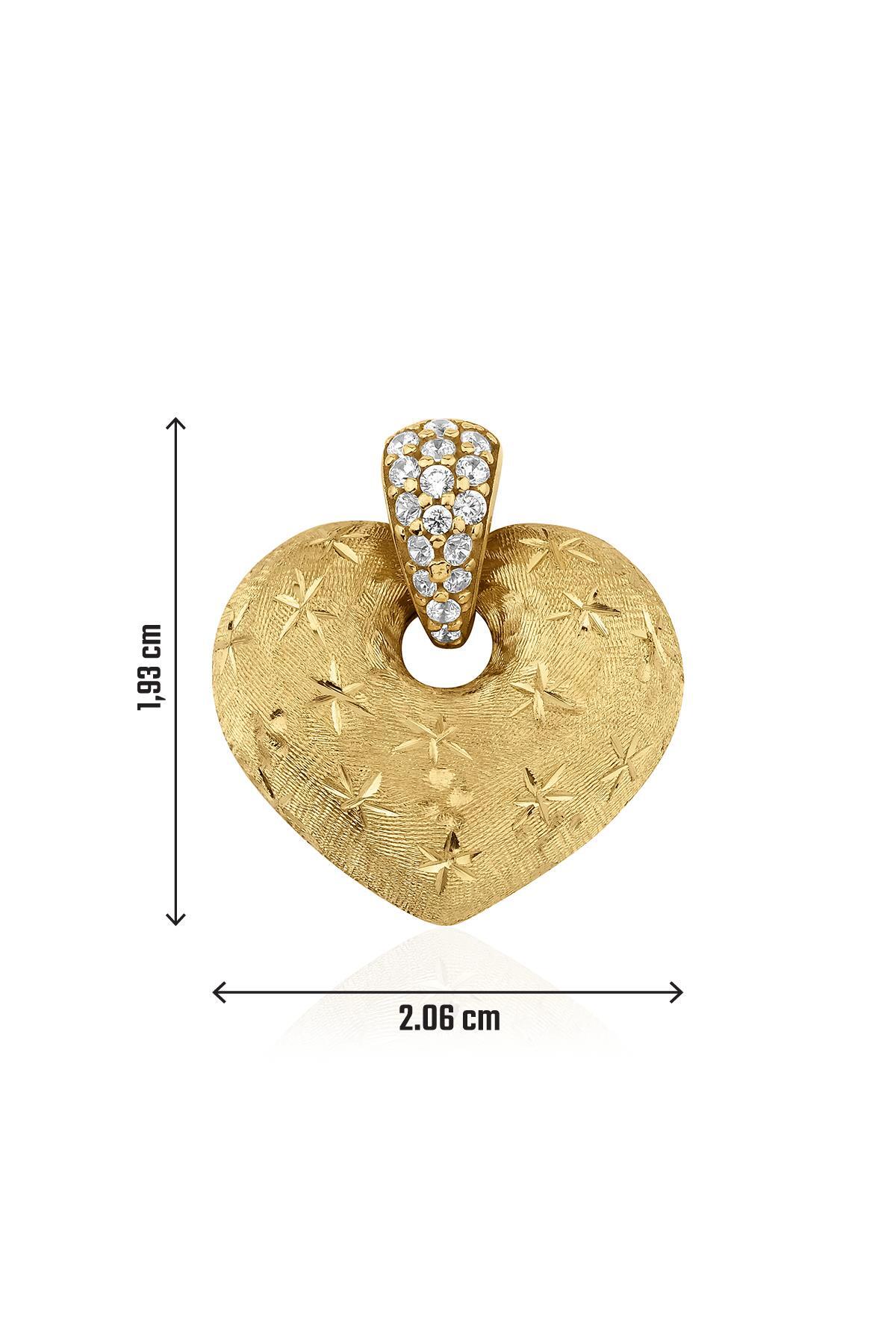 14 Ayar Altın Işıltılı Orta Kalp Kolye Ucu - Fiyonk Kuyumculuk (1)