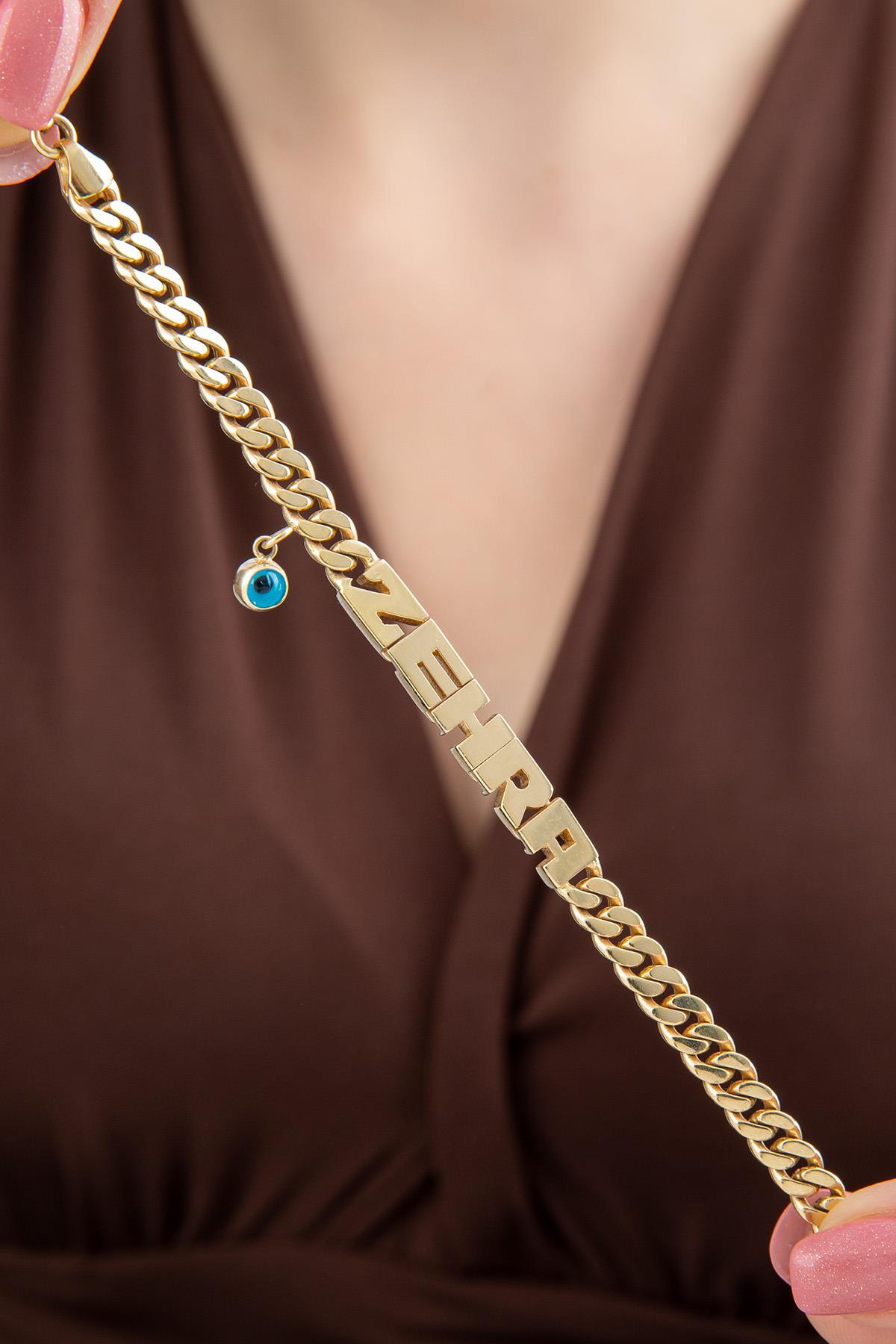 14 Ayar Altın İsimli Çocuk Künye Bileklik 5.50 mm - Fiyonk Kuyumculuk (1)