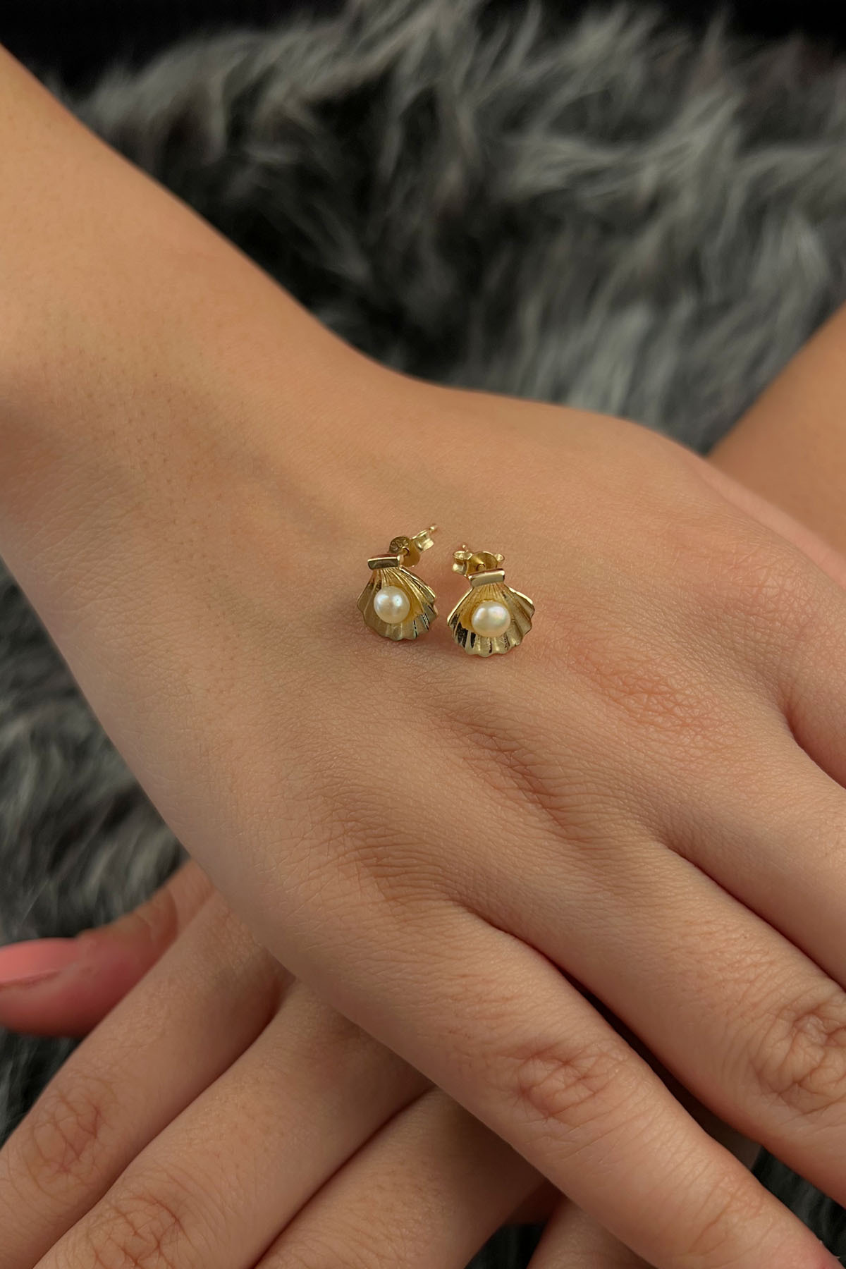 14 Ayar Altın İstiridye İncili Küpe - Fiyonk Kuyumculuk (1)