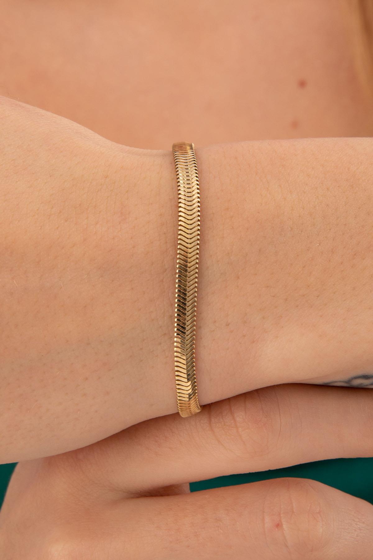 14 Ayar Altın İtalyan Balıksırtı Bileklik 4.20 mm - Fiyonk Kuyumculuk