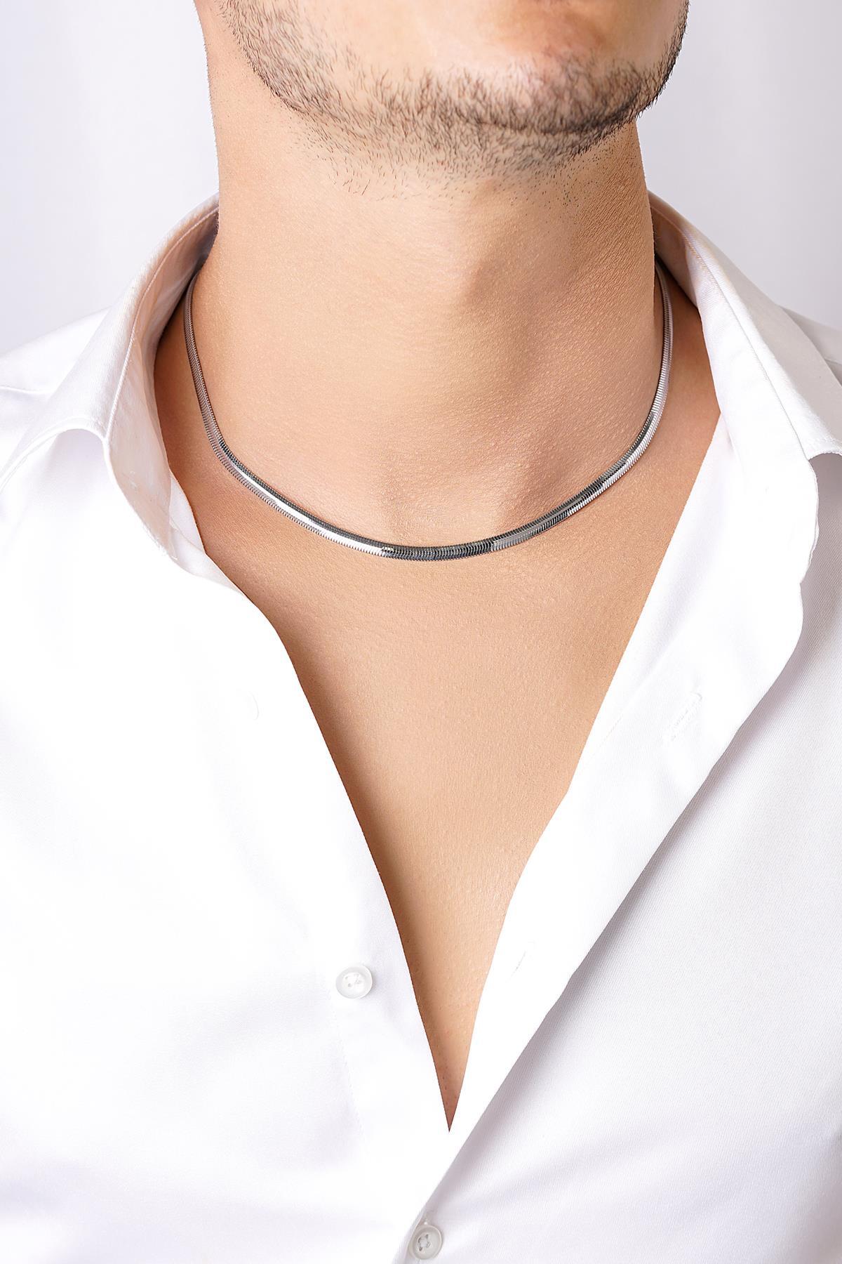 14 Ayar Altın İtalyan Balık Sırtı Zincir Erkek Kolye - Fiyonk Kuyumculuk