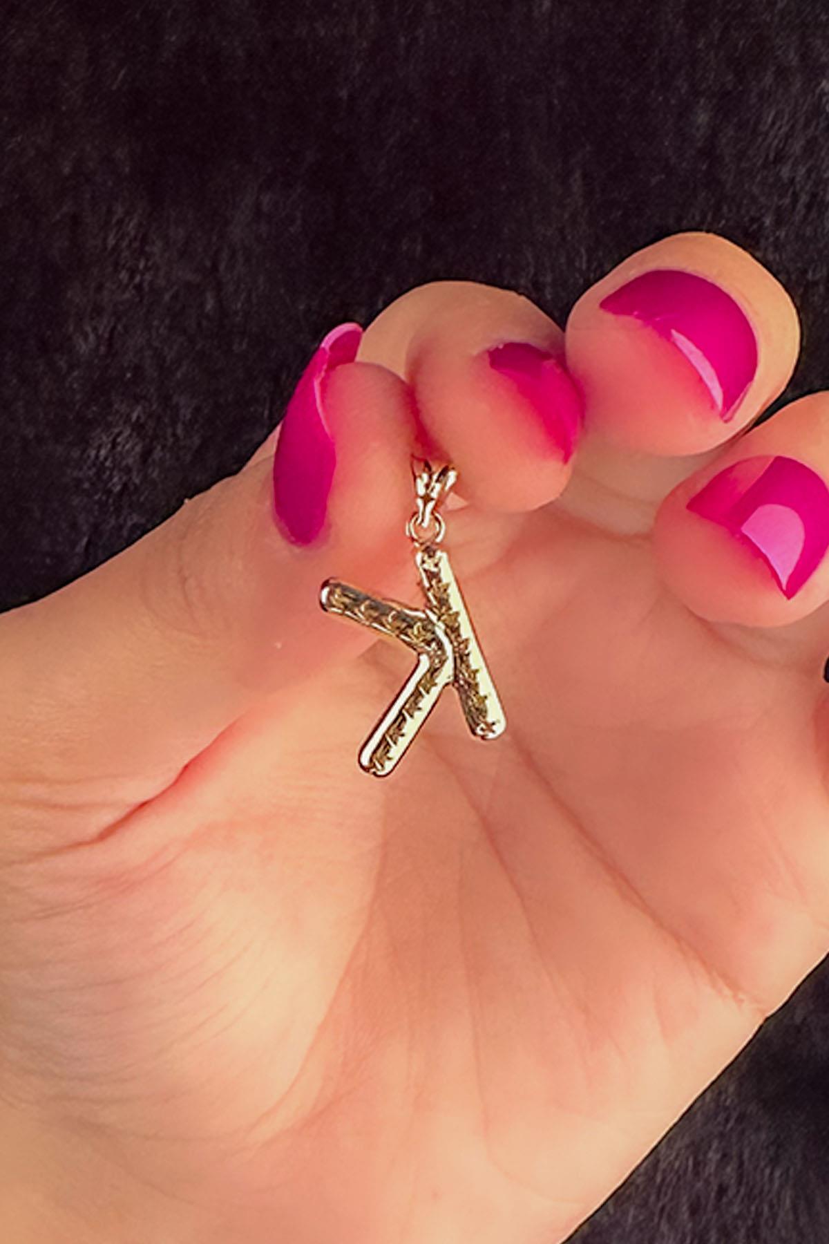 14 Ayar Altın K Harf Kolye Ucu - Fiyonk Kuyumculuk (1)