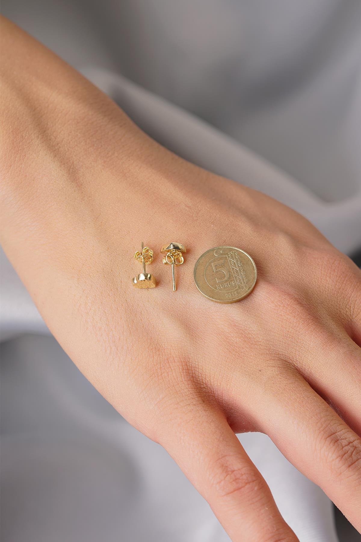 14 Ayar Altın Kalem İşlemeli Kalp Küpe - Fiyonk Kuyumculuk (1)