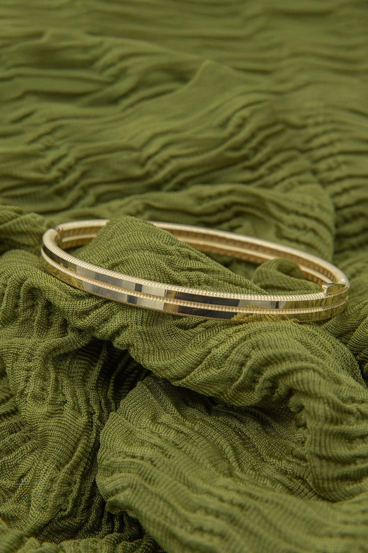 14 Ayar Altın Kalemli Ajda Bilezik Kelepçe - Fiyonk Kuyumculuk