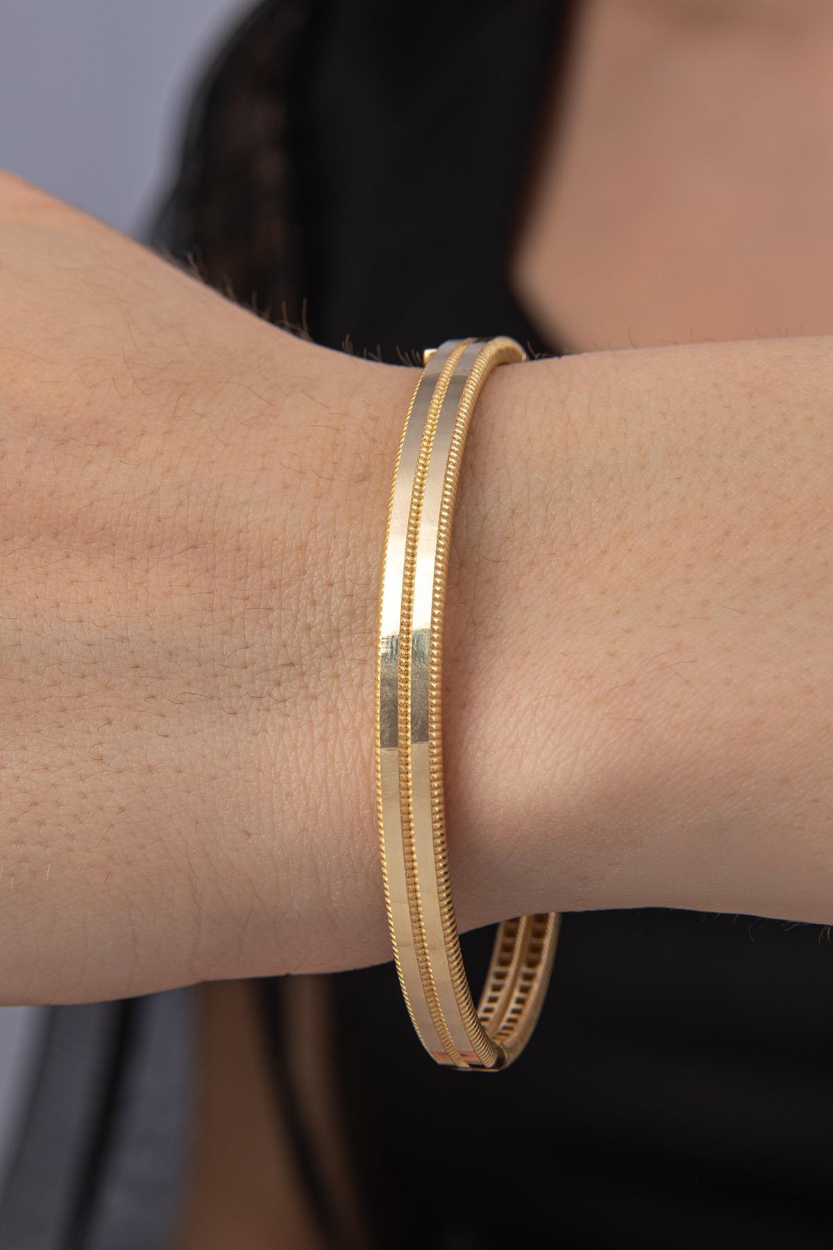 14 Ayar Altın Kalemli Ajda Bilezik Kelepçe - Fiyonk Kuyumculuk (1)