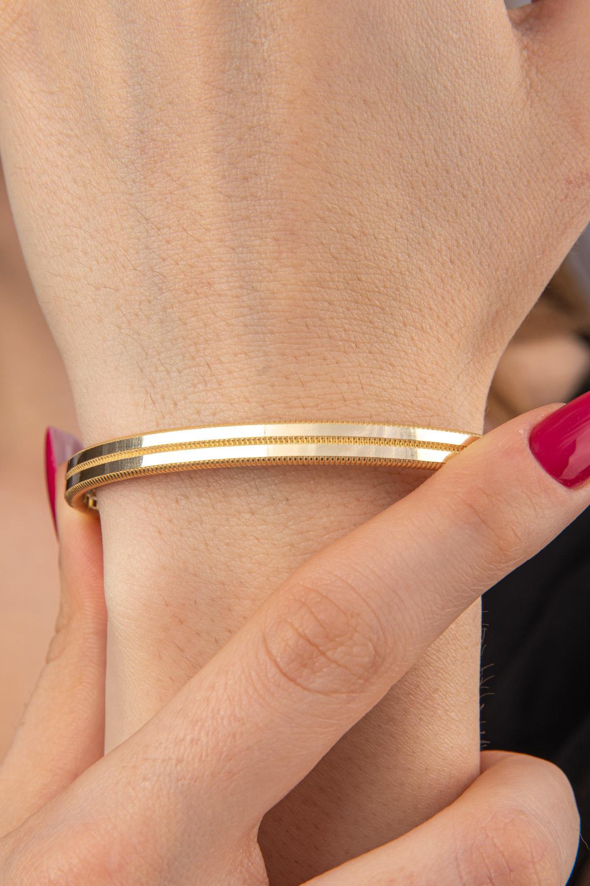 14 Ayar Altın Kalemli Ajda Bilezik Kelepçe - Fiyonk Kuyumculuk (1)