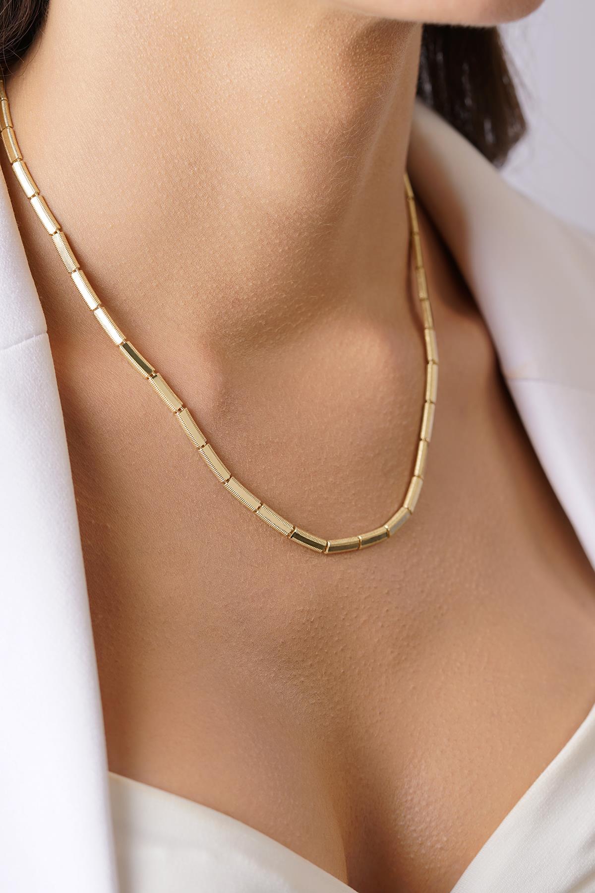 14 Ayar Altın Kalemli Ajda Kolye - Fiyonk Kuyumculuk