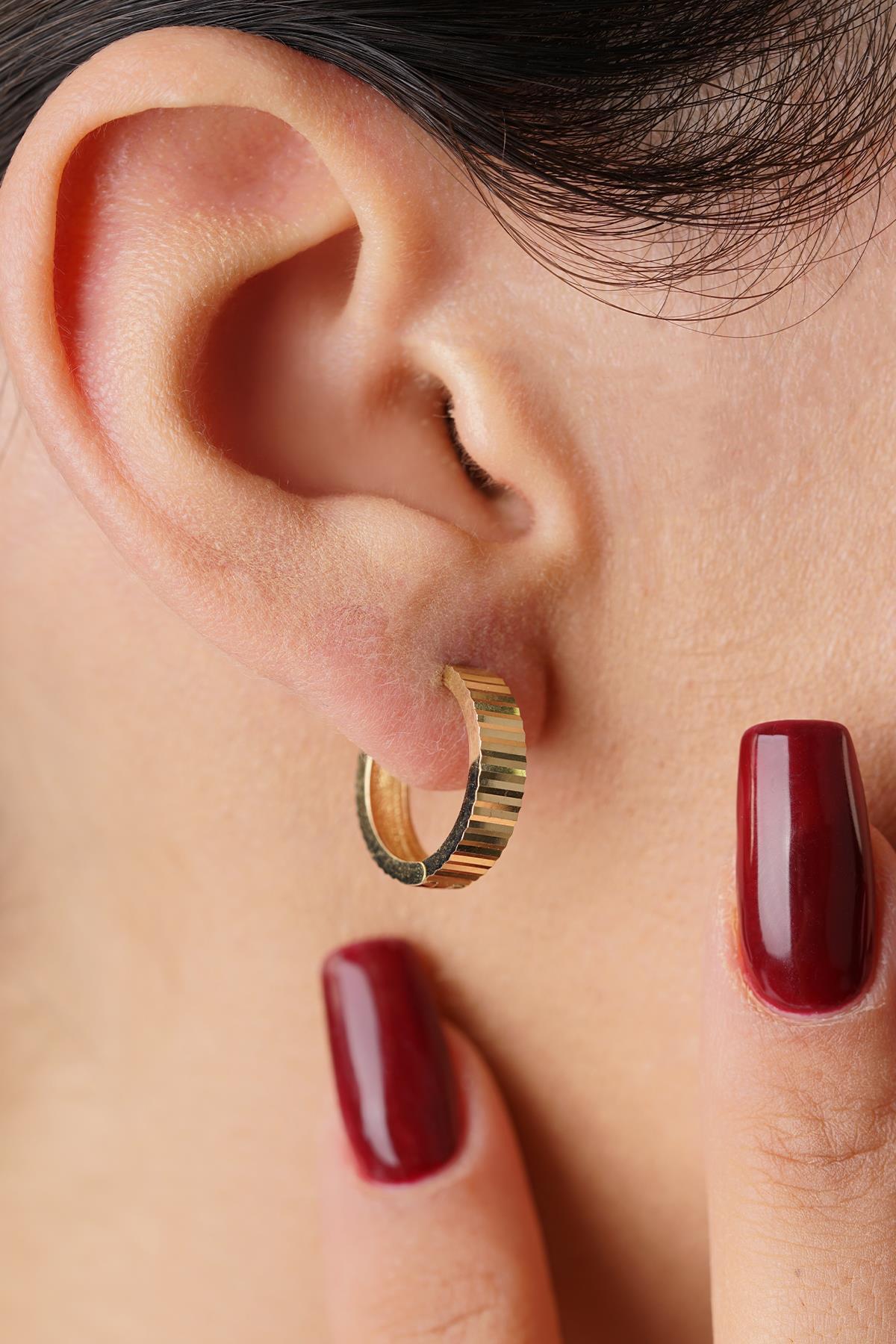 14 Ayar Altın Kalemli Halka Küpe - Fiyonk Kuyumculuk (1)