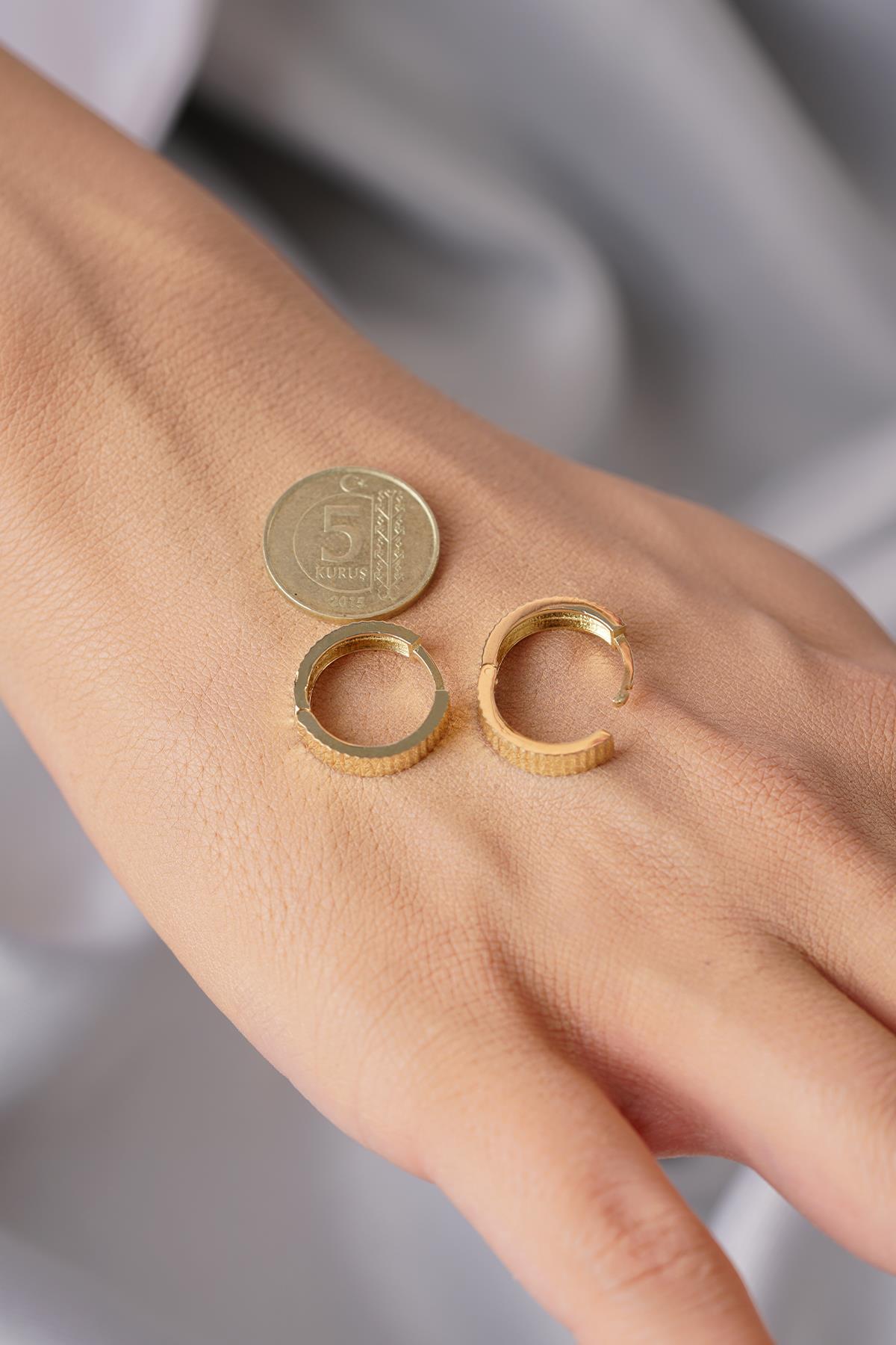 14 Ayar Altın Kalemli Halka Küpe - Fiyonk Kuyumculuk (1)