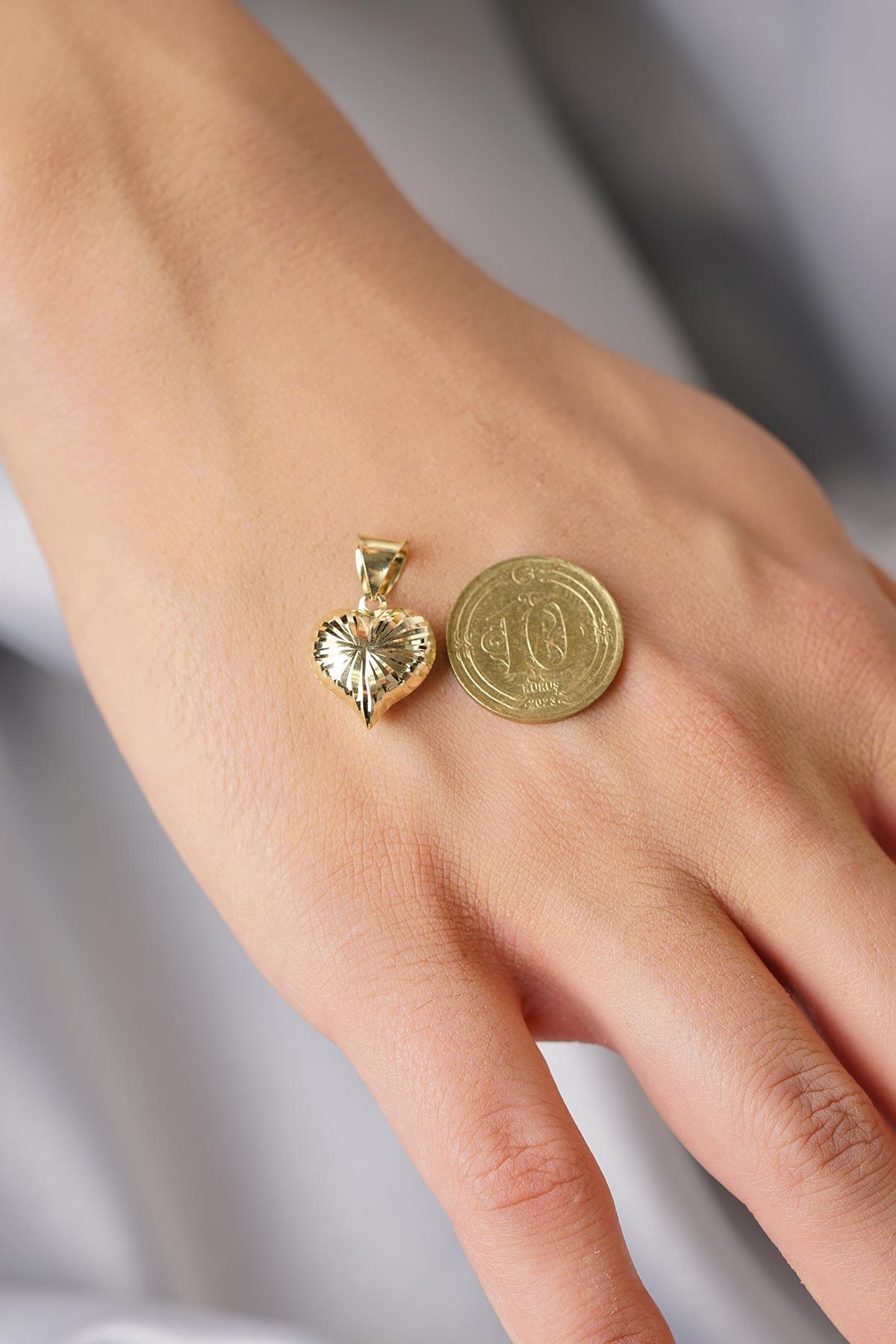 14 Ayar Altın Kalemli Kalp Kolye Ucu - Fiyonk Kuyumculuk (1)